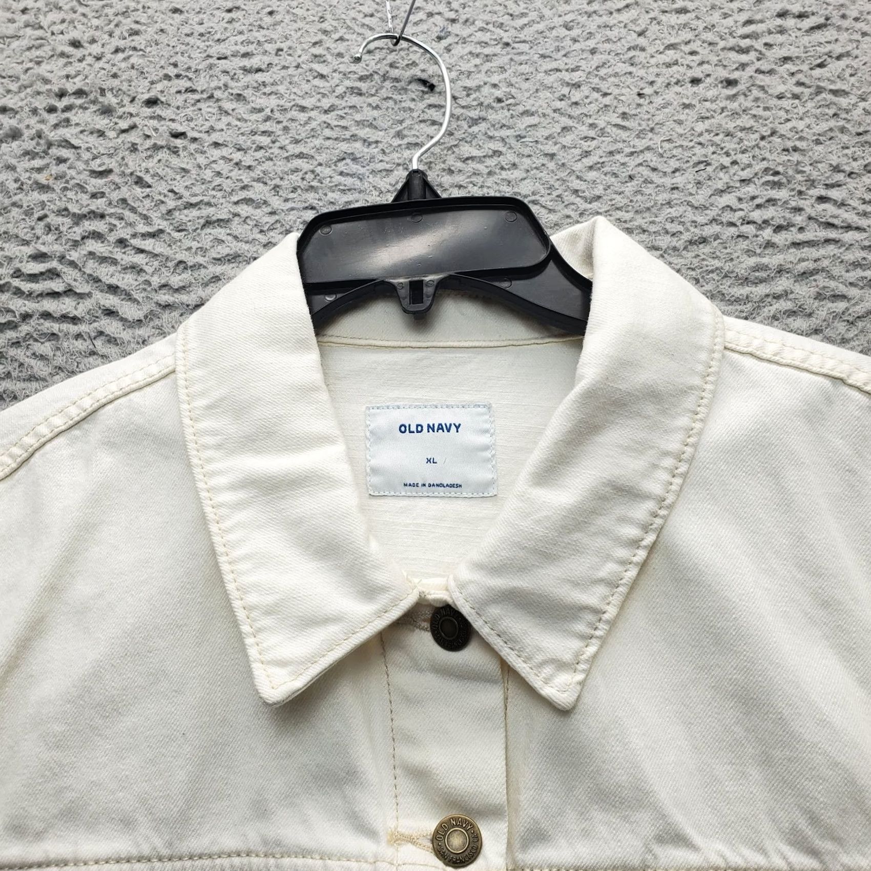 Old Navy Old Navy Trucker Jacket Womens XL Cream Chest Pocket Collar Button Front Jacket Size XL / US 12-14 / IT 48-50 - 7 Thumbnail