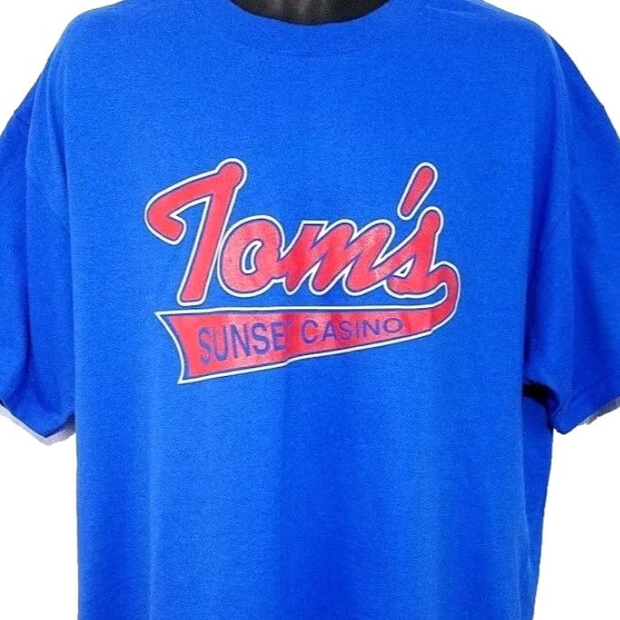 Hanes VINTAGE Hanes T-Shirt Mens XL Blue Las Vegas 90s Sunset Casino Toms Graphic Tee Casual Made In USA Size US XL / EU 56 / 4 - 2 Thumbnail