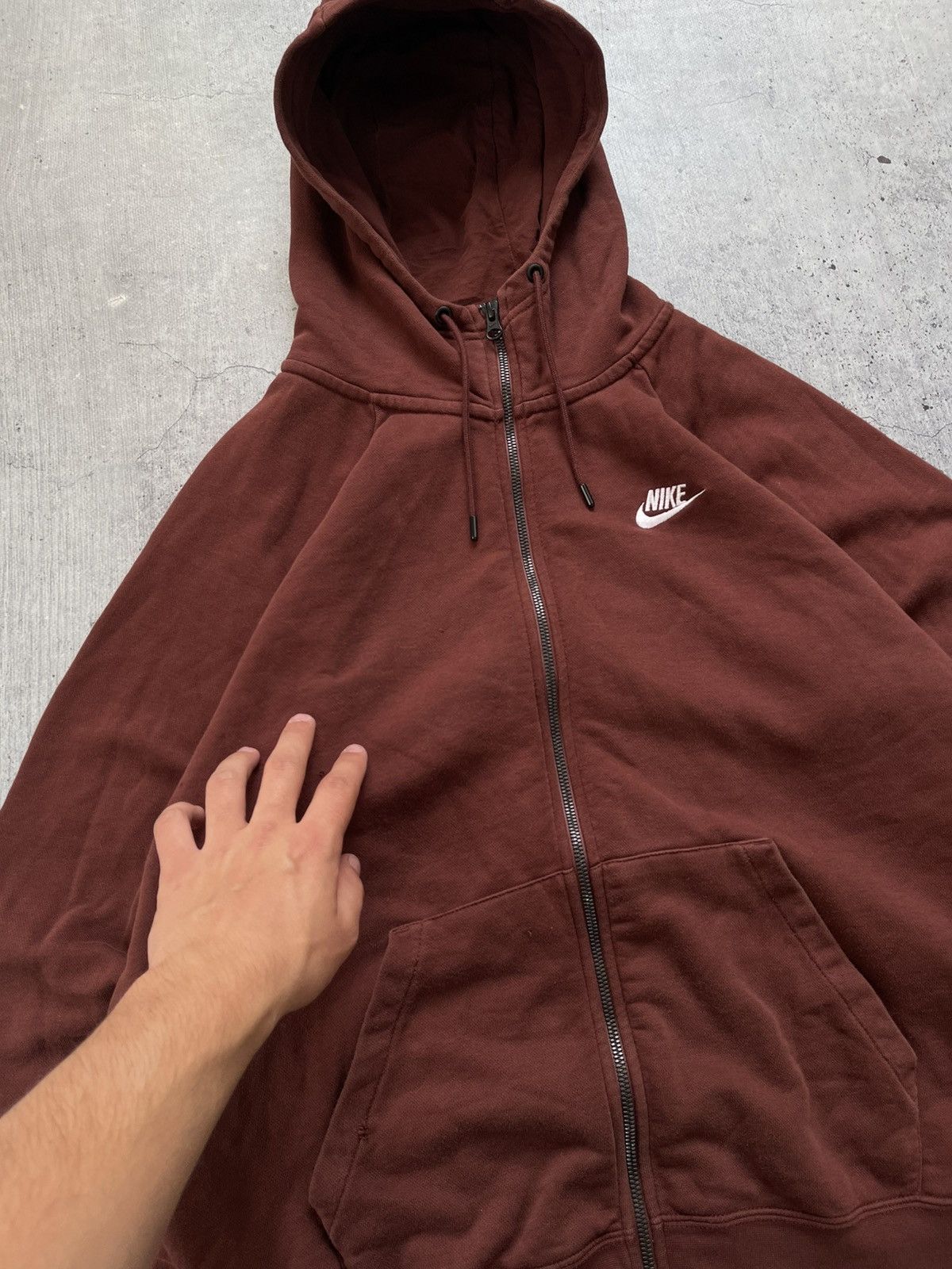 Nike × Vintage Y2K Nike Swoosh Logo Brown Zip Up Distressed Rare Hoodie M Size US M / EU 48-50 / 2 - 7 Thumbnail