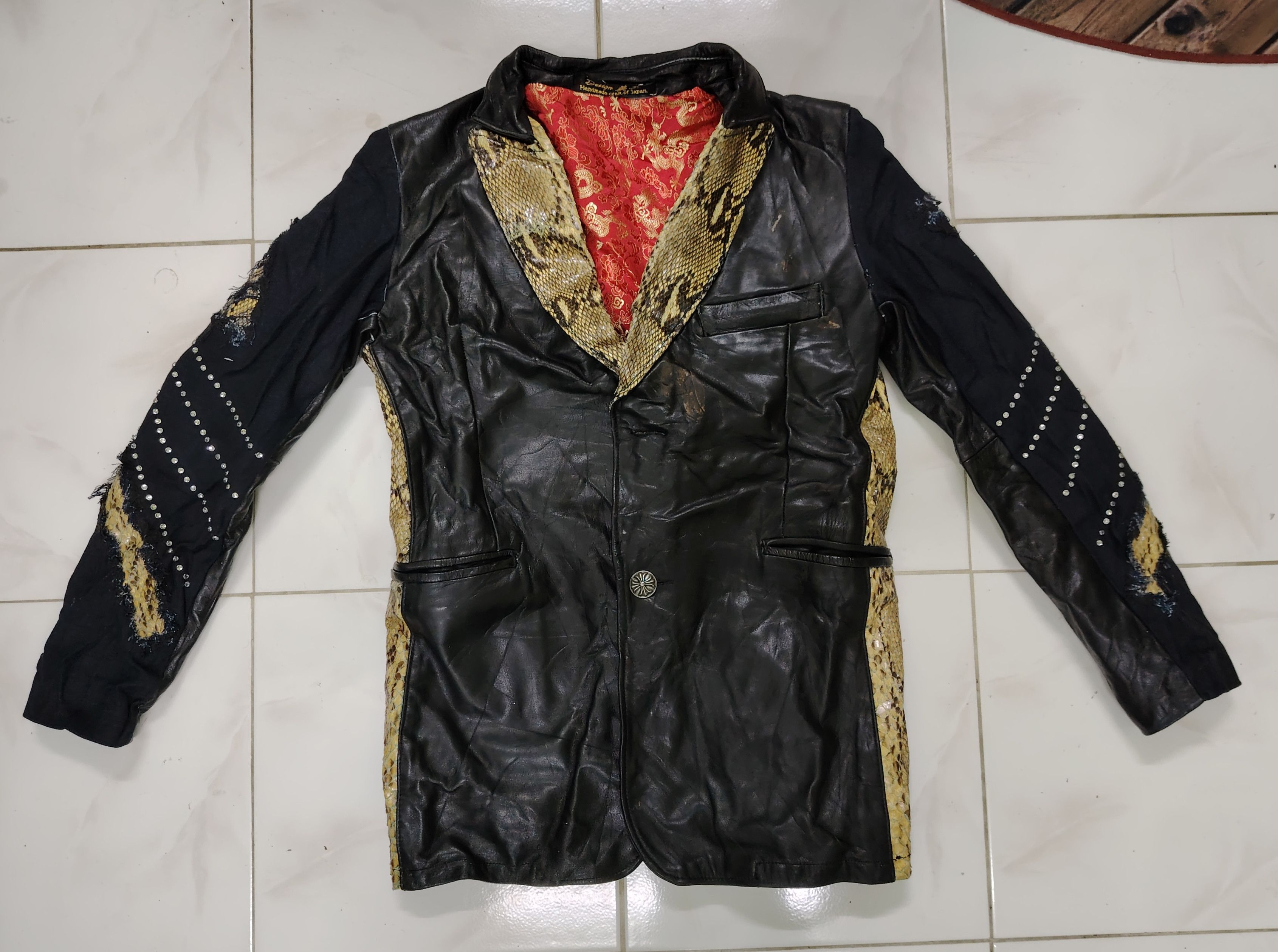 Japanese Brand Handmade Phyton Leather Jacket by EijiKyoto like ChromeHeart Size US M / EU 48-50 / 2 - 6 Thumbnail