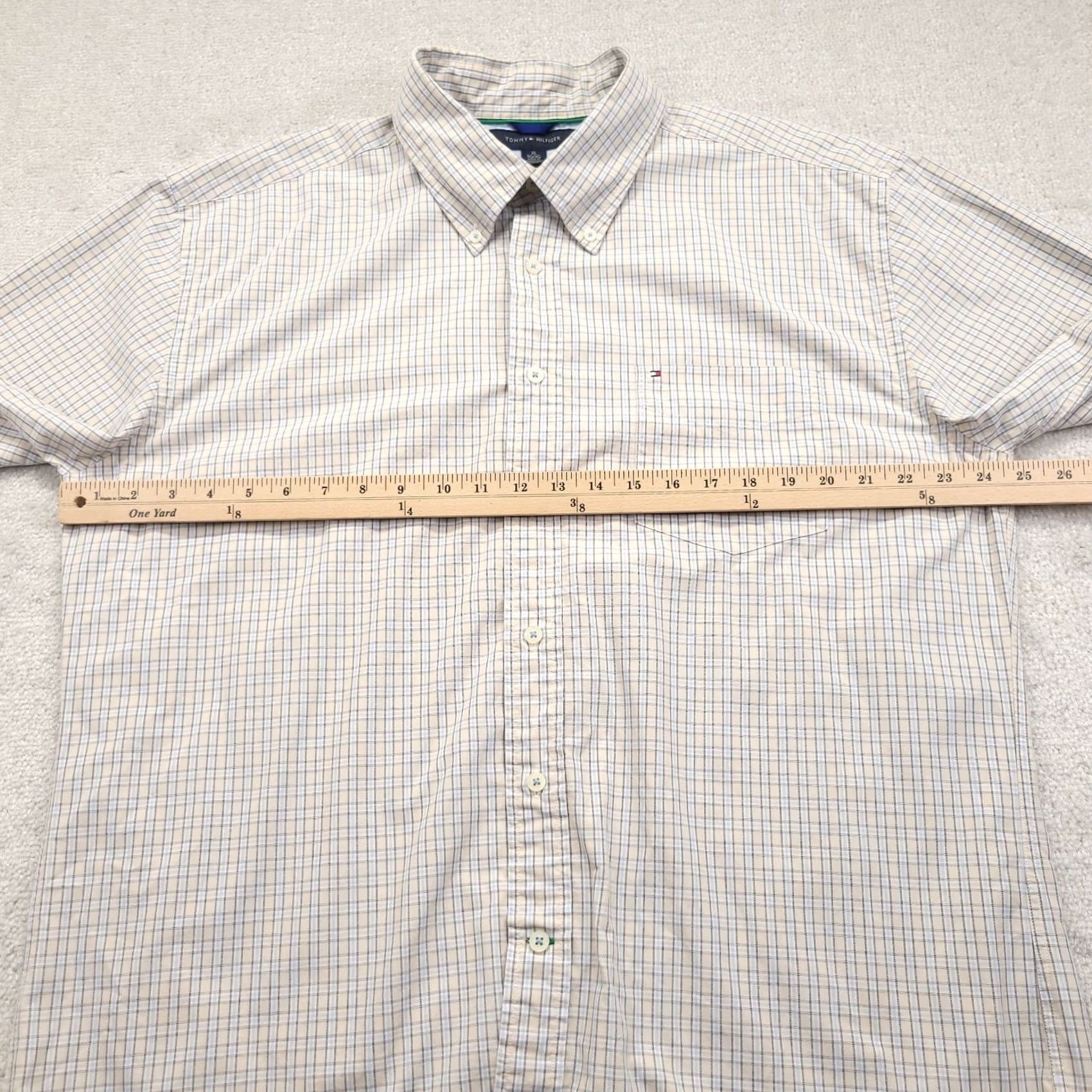 Tommy Hilfiger Tommy Hilfiger Button-Up Shirt Adult XL Blue Tan Long Sleeve Mens 80s 2 Ply Vintage 90s Plaid Logo Size US XL / EU 56 / 4 - 3 Thumbnail
