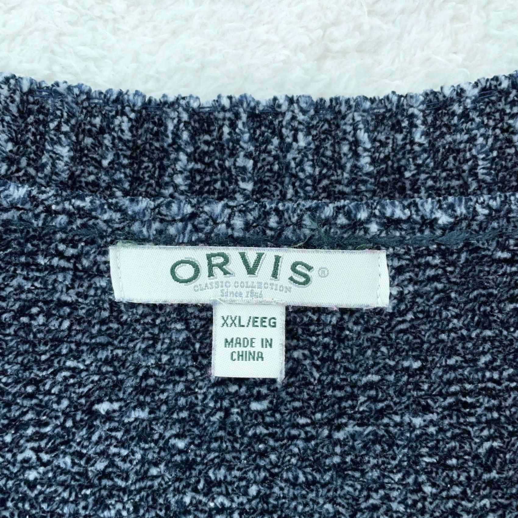 Orvis Orvis Sweater Womens 2XL Blue Marled Knit Long Sleeve Chenille Pullover V-Neck Raglan Size 2XL Winter Fall Casual Womens Size XXL / US 16-18 / IT 52-54 - 3 Thumbnail