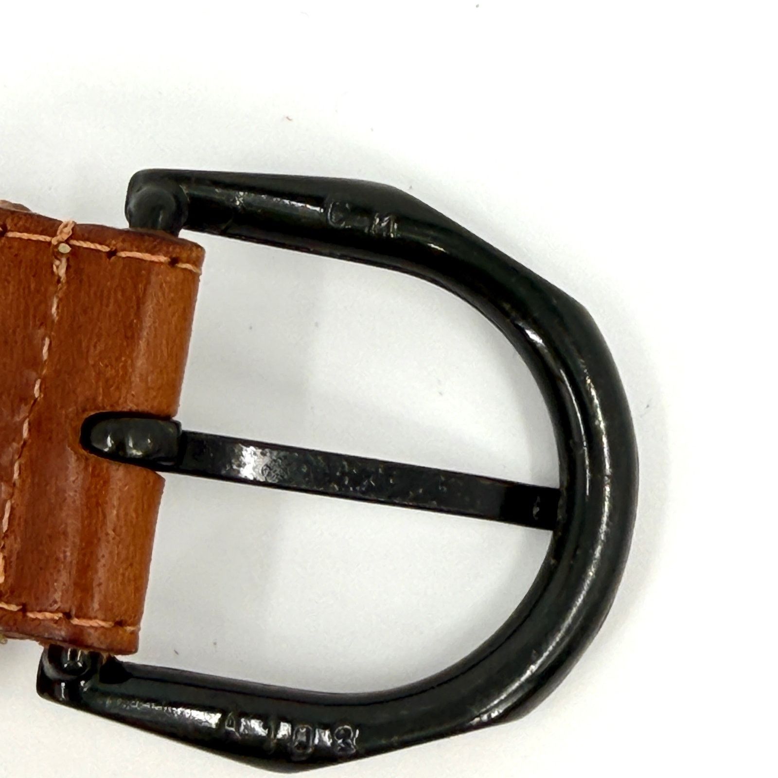 Vintage Vintage 90s Brown Leather Contrast Forest Green Trim Belt Size ONE SIZE - 5 Thumbnail