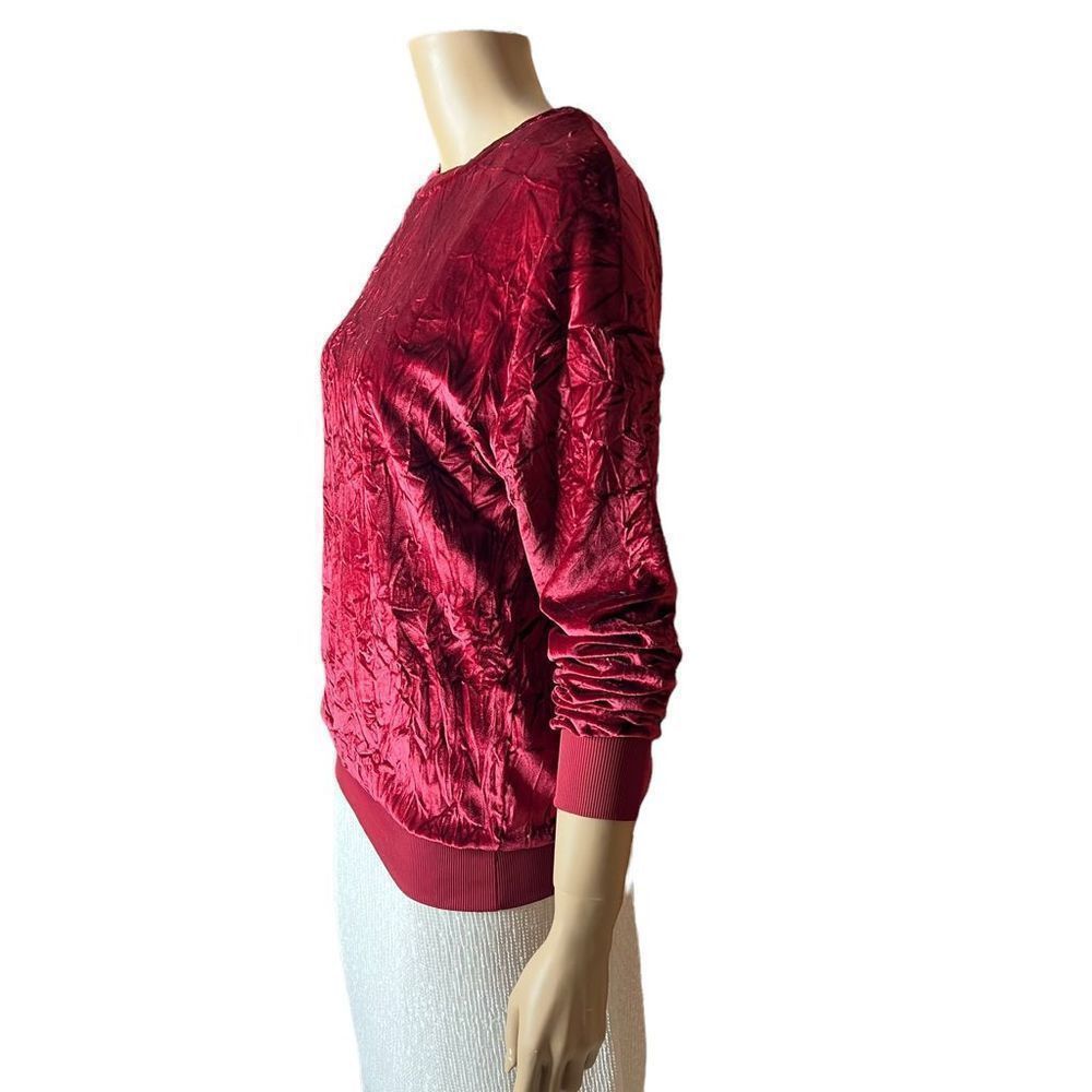 Zara Zara velvet sweatshirt top burgundy S (303/2) Size S / US 4 / IT 40 - 4 Thumbnail