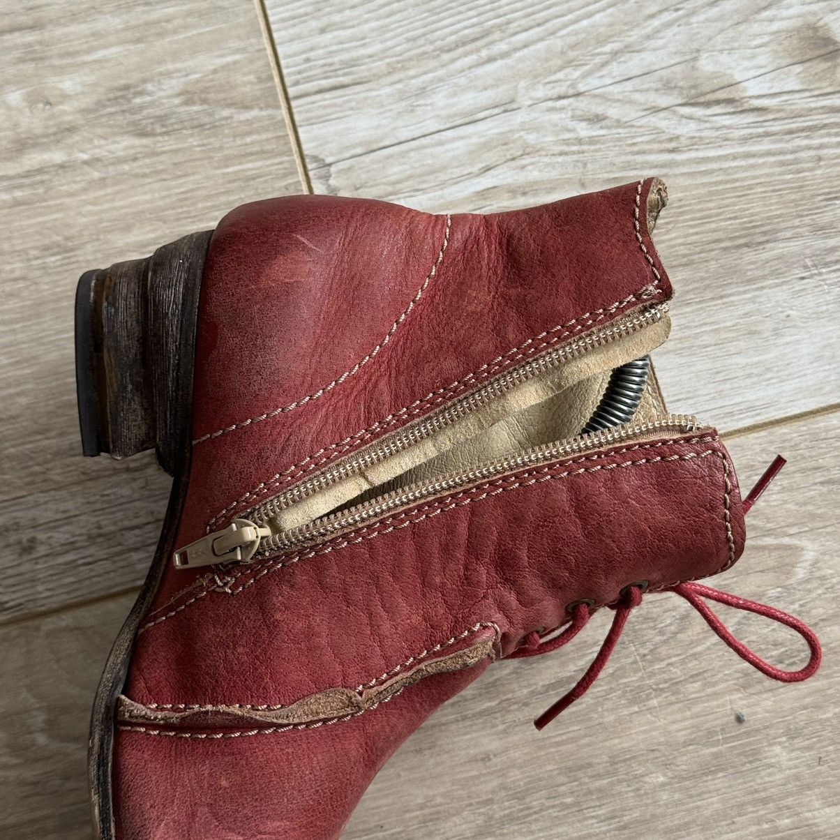 If Six Was Nine ROVERS Red Leather Ankle Boots – Size EU 37 Size US 7 / IT 37 - 5 Thumbnail