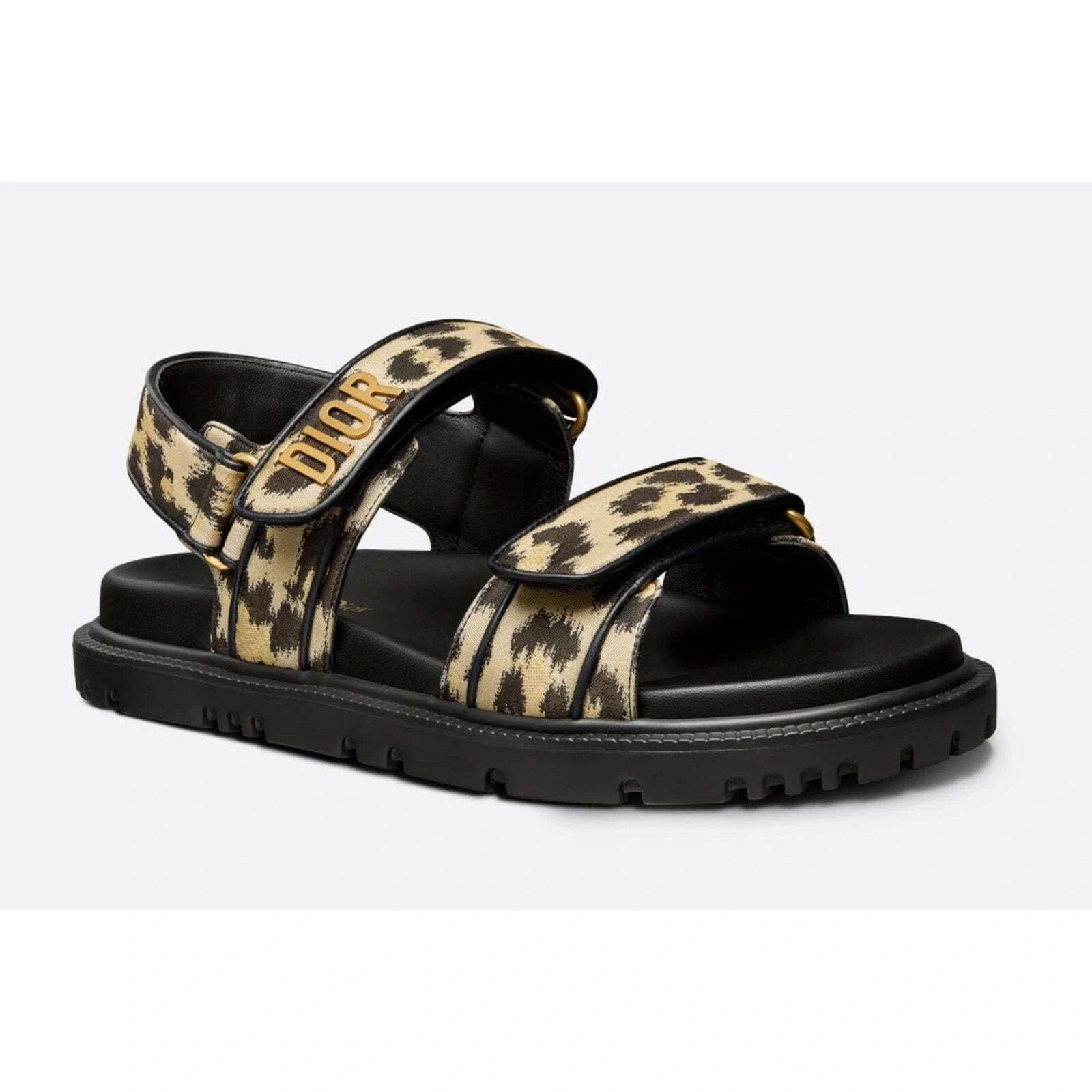 Dior Christian Dior Act Dway Black Gold Leopard Shiny Logo Strap Size US 5.5 / IT 35.5 - 3 Thumbnail