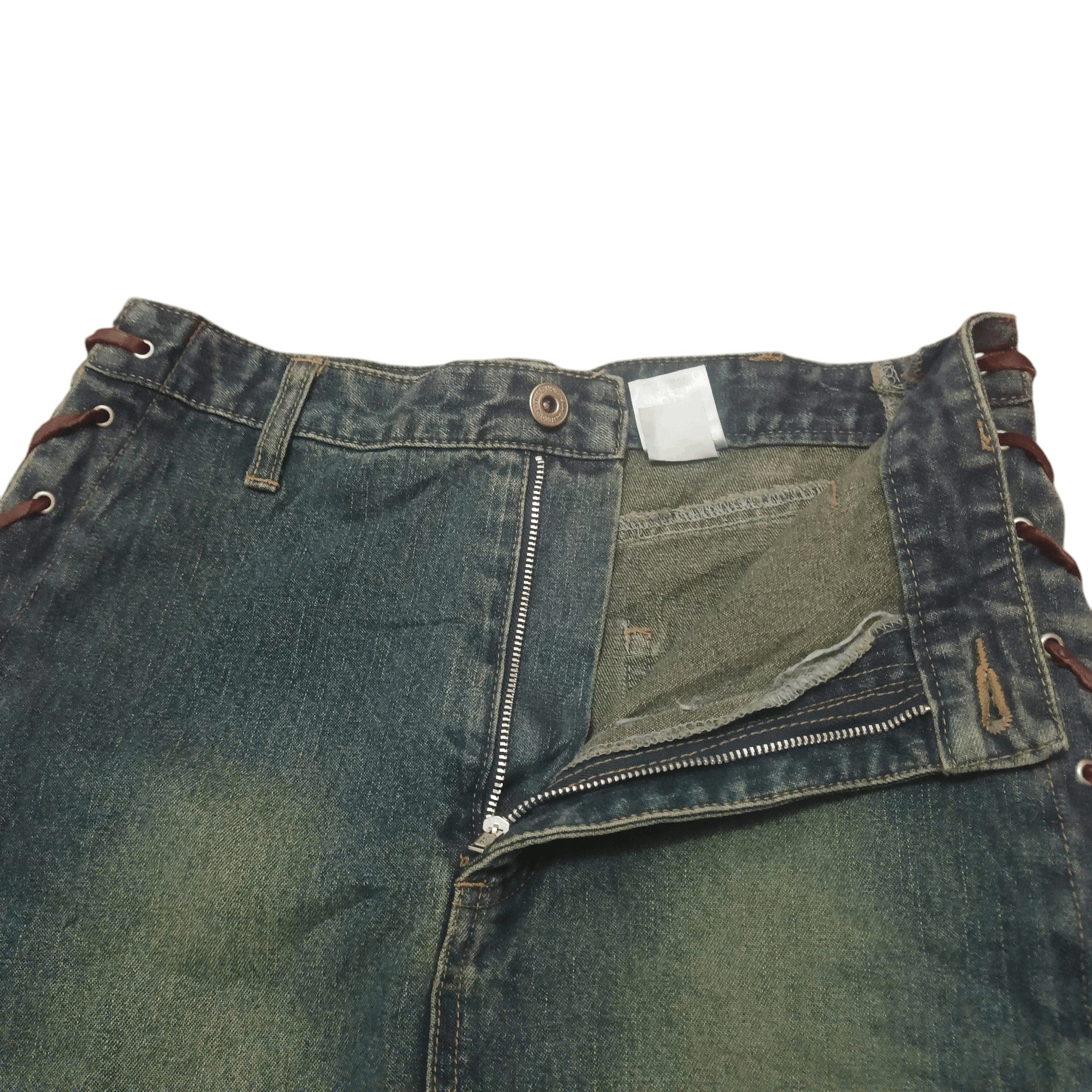 If Six Was Nine Japanese Denim Skirts ifsixwasnine style Lace up design Size 26" / US 2 / IT 38 - 5 Thumbnail