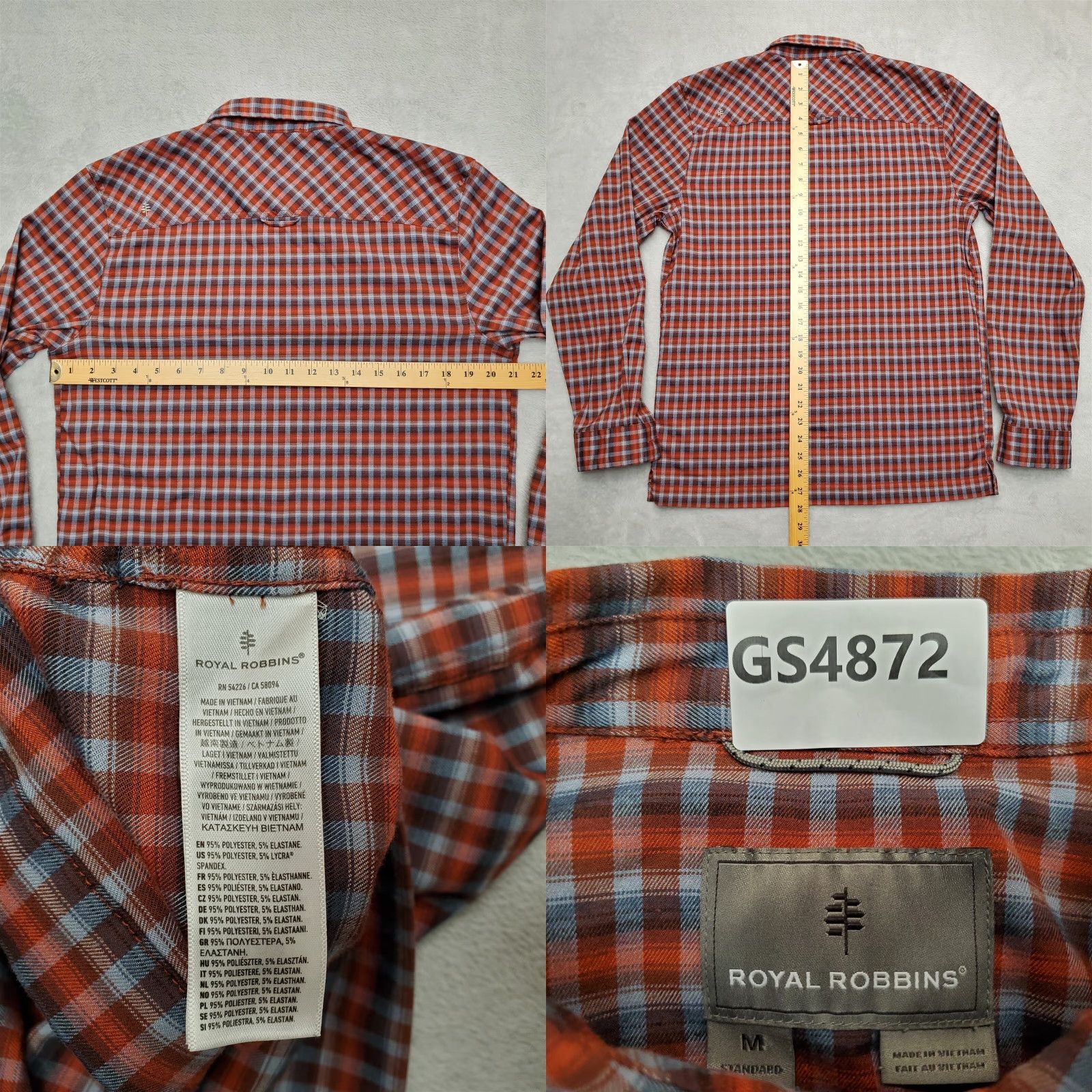 Royal Robbins VINTAGE Royal Robbins Shirt Mens M Red Plaid Performance Stretch Outdoors Size US M / EU 48-50 / 2 - 8 Thumbnail