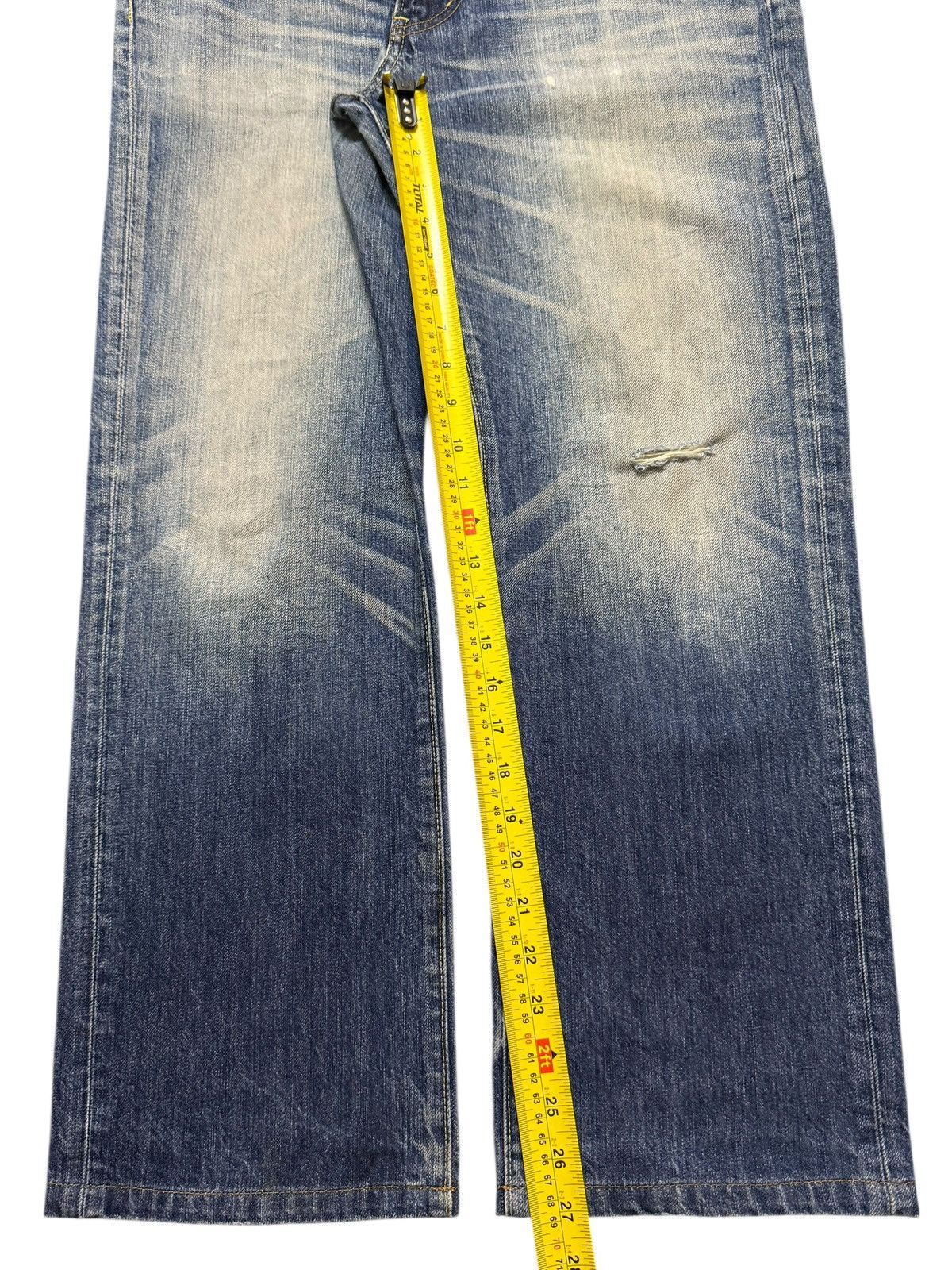 Uniqlo Vintage Y2K Japanese Uniqlo Faded Whisker Straight Wide Leg Size US 34 / EU 50 - 10 Thumbnail