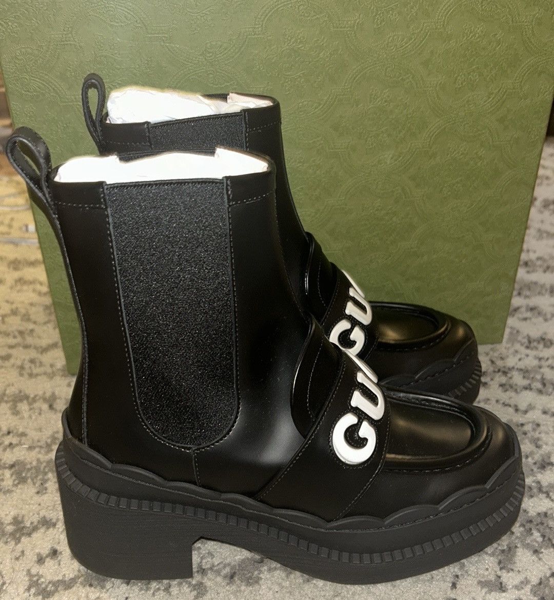 Gucci Gucci 60mm Logo Lettering Leather Boots Size US 8 / IT 38 - 4 Thumbnail