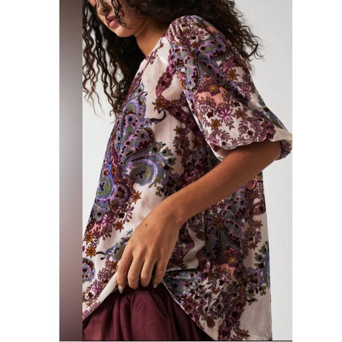 Free People New Maye Velvet Tunic Mini Dress $148 X-SMALL Oversized Top Size XS / US 0-2 / IT 36-38 - 3 Thumbnail