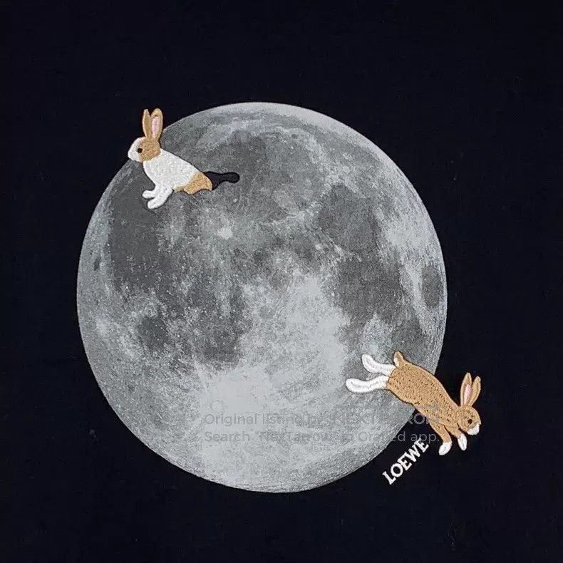 Loewe Loewe Black Moon Rabbit Embroidered Cotton Crew Neck Short Size XS / US 0-2 / IT 36-38 - 4 Thumbnail