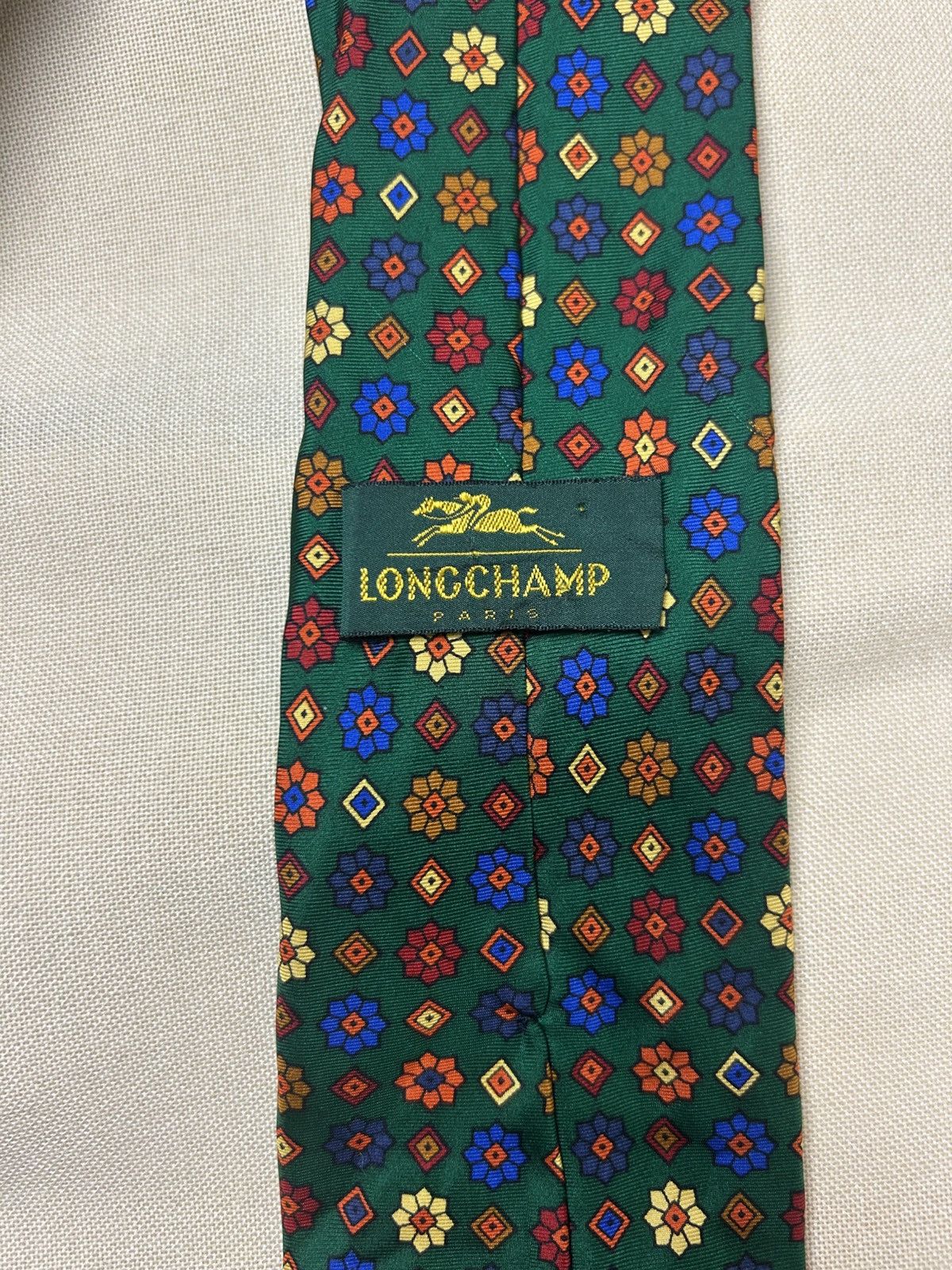 Longchamp Longchamp dark green floral geometric silk tie Size ONE SIZE - 4 Thumbnail