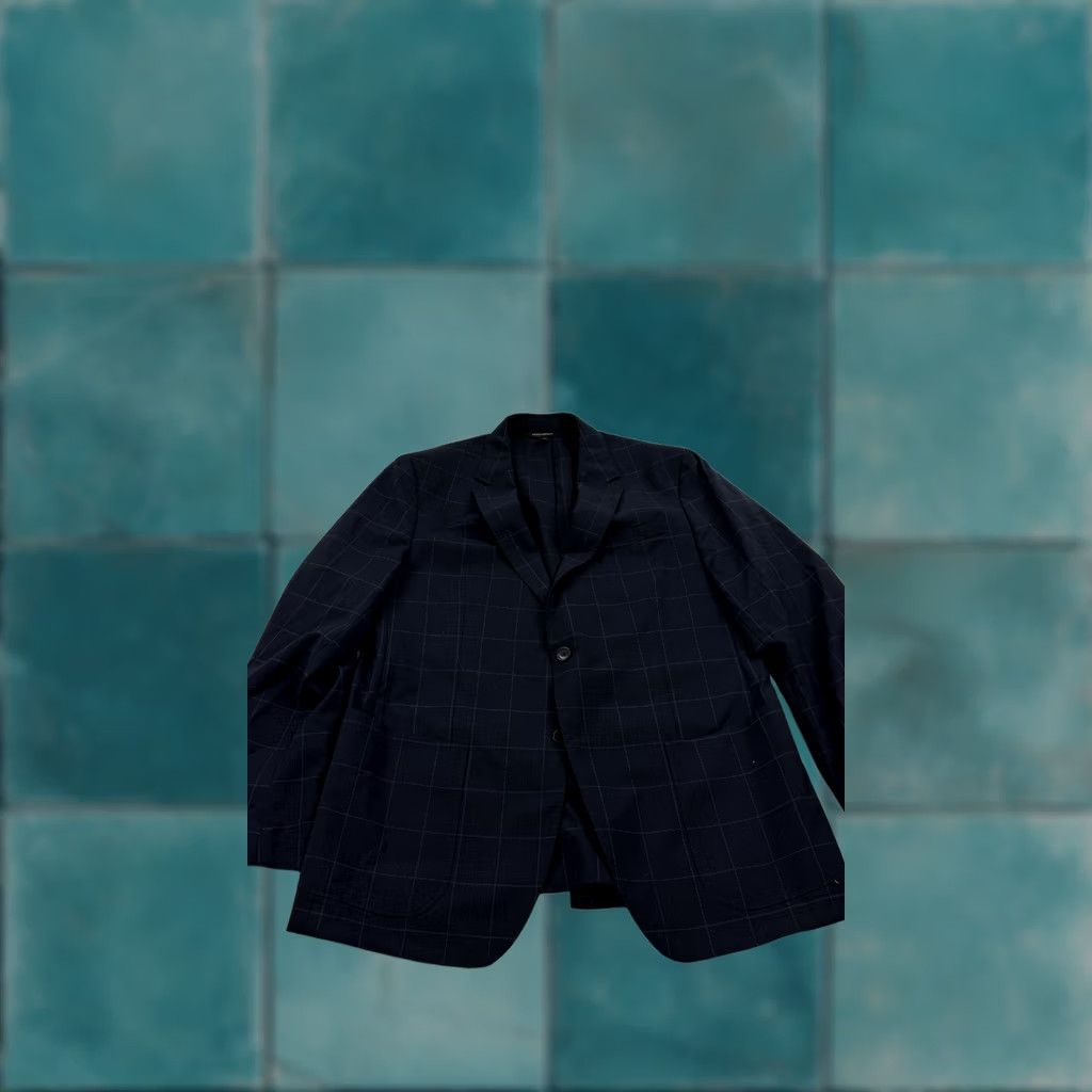 Banana Republic Banana Republic Coat Mens 44 Blazer 44R Navy Windowpane Check Two Button Sport Size 44R - 1 Thumbnail