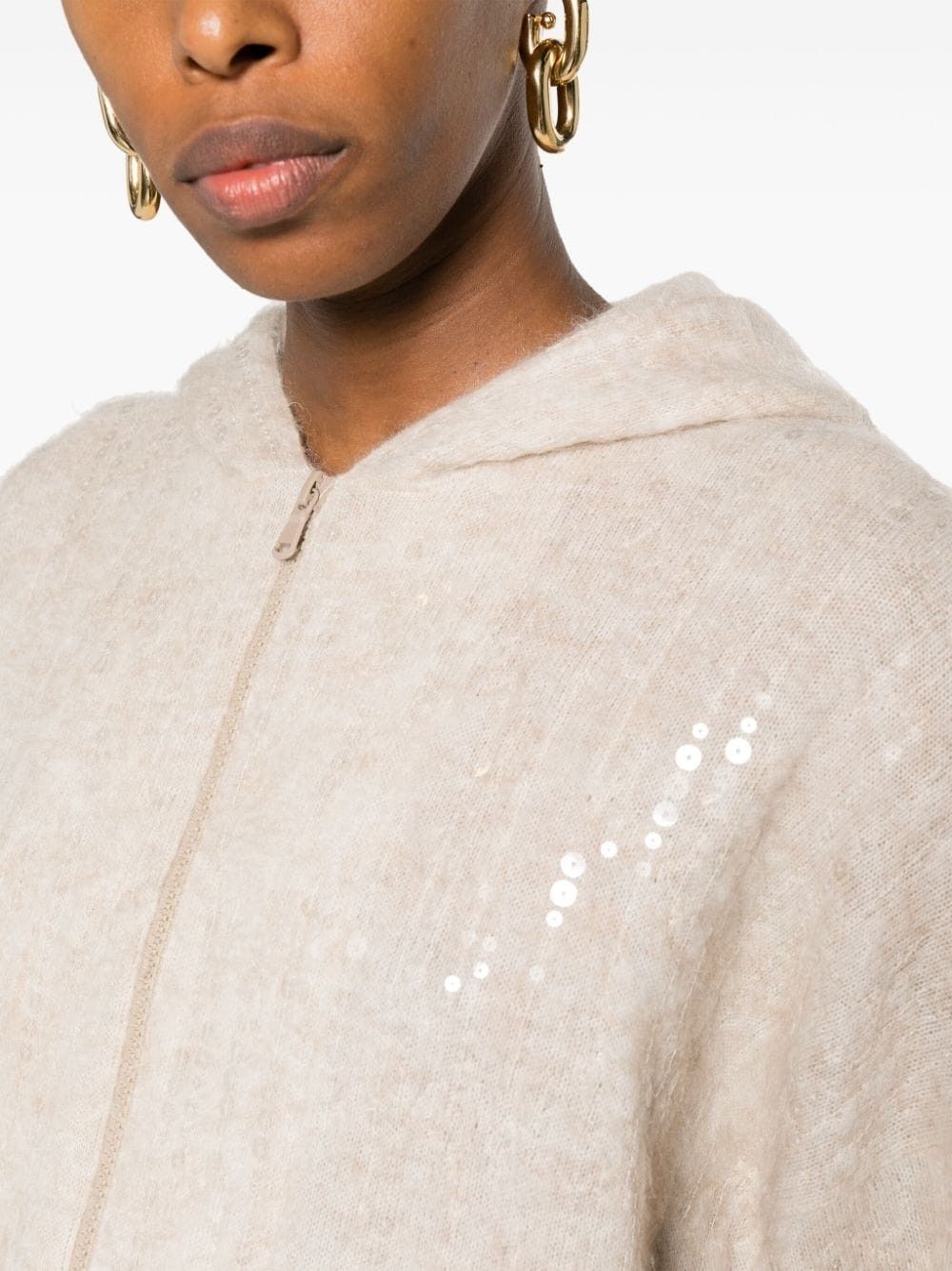 Brunello Cucinelli o1y0725 Hooded Cardigan in Light Beige Size M / US 6-8 / IT 42-44 - 2 Thumbnail