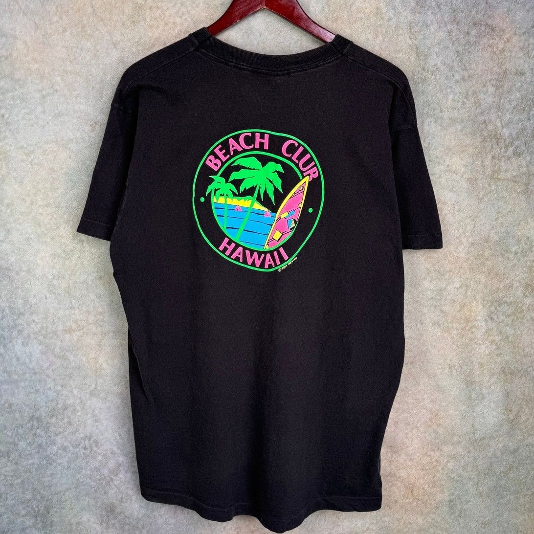 Vintage VTG 90s Hawaii Beach Club T Shirt Sz XL Black Single Stitch Size US XL / EU 56 / 4 - 2 Thumbnail