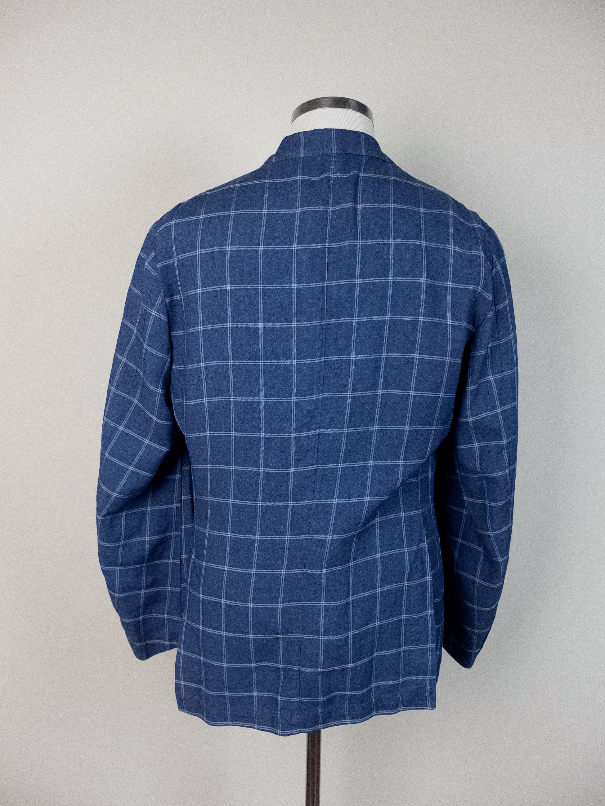 Corneliani CORNELIANI ID blue windowpane linen wool silk sportcoat Size 42R - 2 Thumbnail