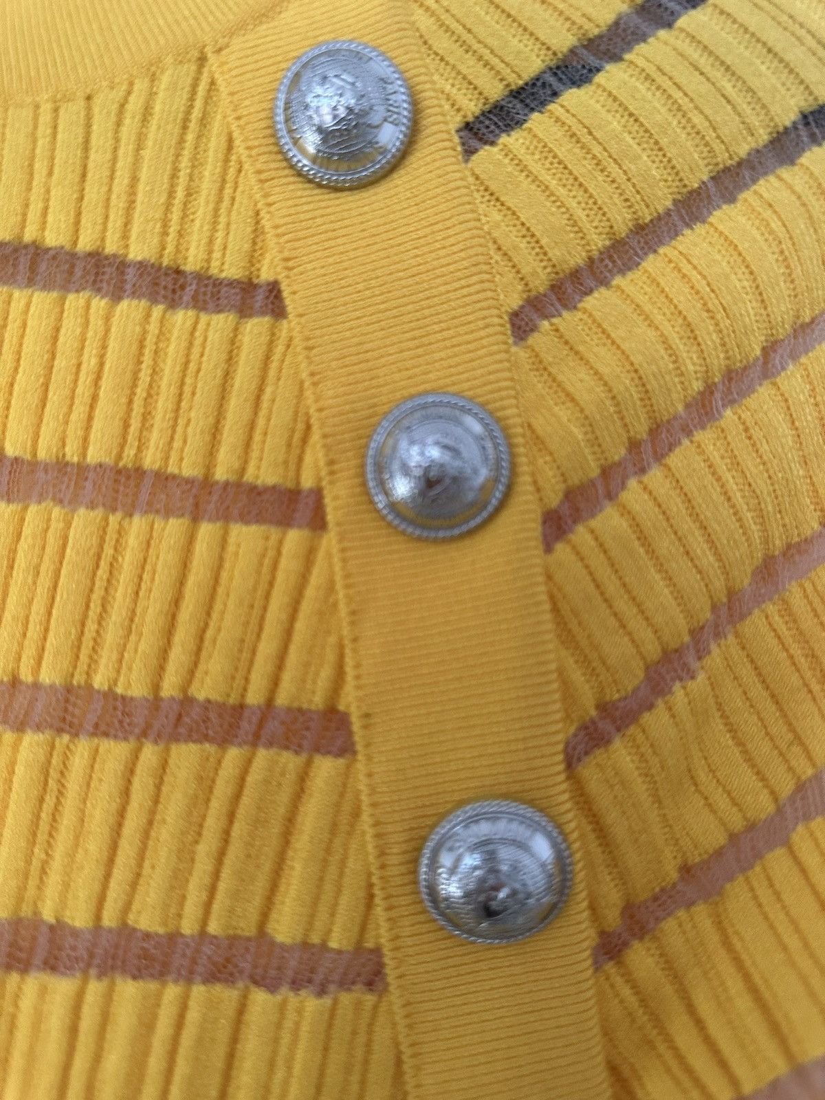 Balmain Brand New Balmain Yellow Cut-Out Knit Dress - Size 38 Size S / US 4 / IT 40 - 4 Thumbnail