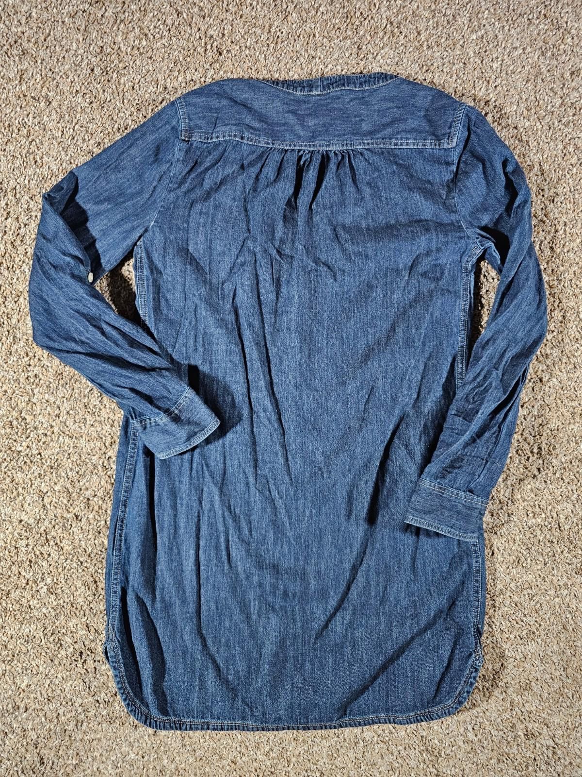 Express Express Blue Denim Long Smock Shirt L Size L / US 10 / IT 46 - 10 Thumbnail