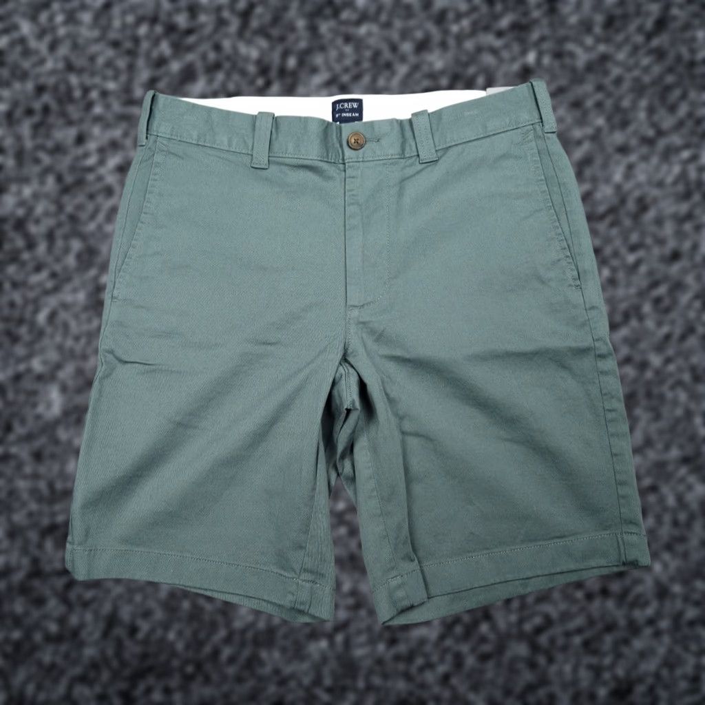 J.Crew J. Crew 9" Flex Chino Shorts Men's 30 Green NWT, Casual, Regular, Cotton, Flat Front, Slash Pocket, 9" Inseam, Green, Preppy, Summer, Spring, Men Size US 30 / EU 46 - 1 Thumbnail