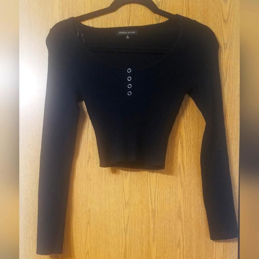 Kendall And Kylie Kendall & Kylie Black Long Sleeve Top Size Small Size S / US 4 / IT 40 - 1 Thumbnail