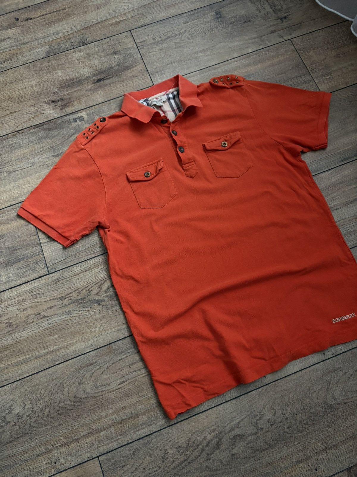 Burberry Rare Burberry London Orange Polo Size US L / EU 52-54 / 3 - 3 Thumbnail
