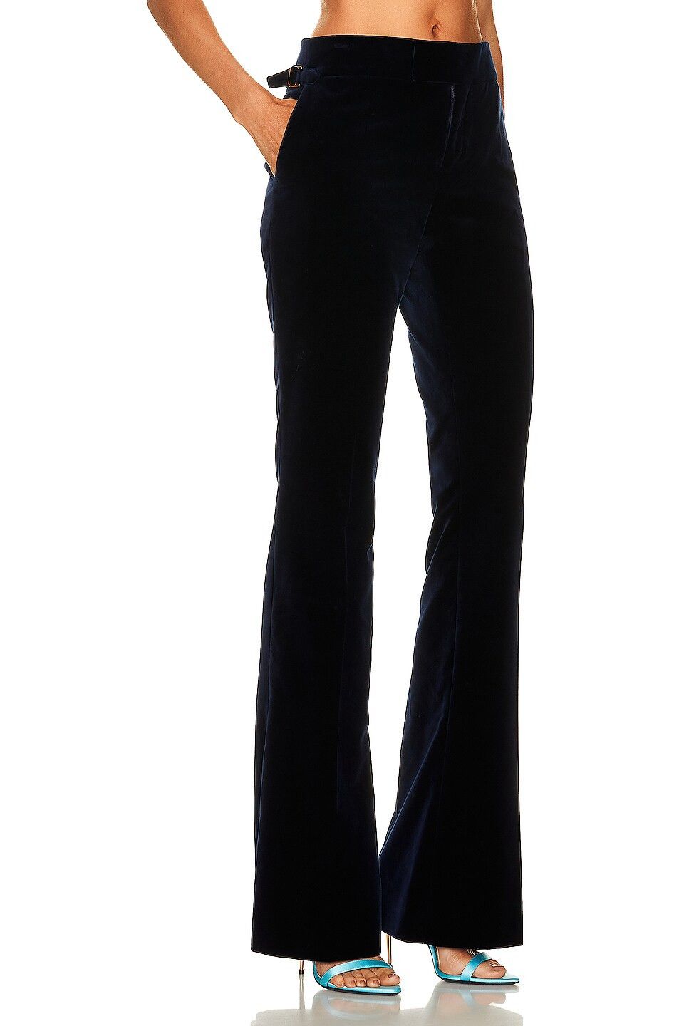 Tom Ford o1w1db10225 PAW472 Velvet Flare Pant in Navy Blue Size 30" / US 8 / IT 44 - 2 Thumbnail