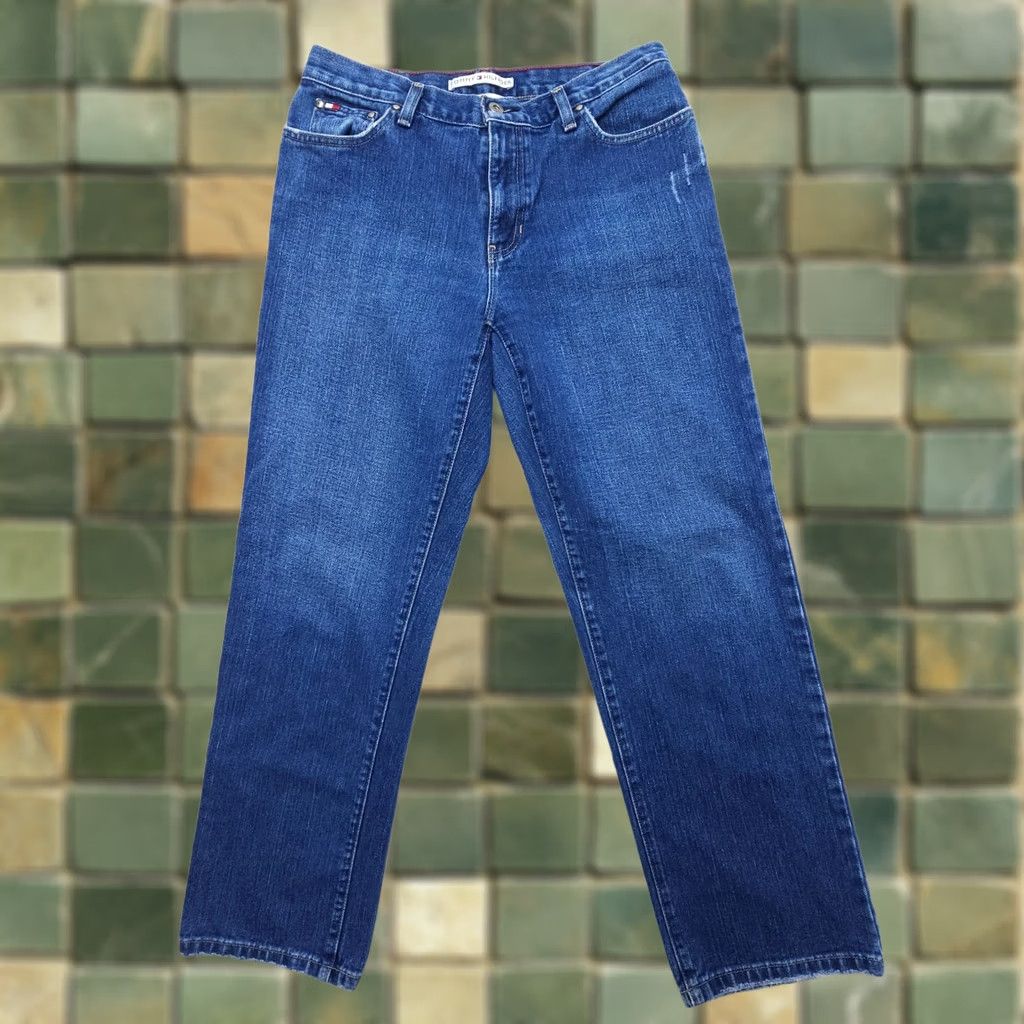 Tommy Hilfiger VINTAGE Tommy Hilfiger Boyfriend Jeans Womens 6 Mid Rise Dark Wash 2000's Y2K 90s Size 28" / US 6 / IT 42 - 1 Thumbnail