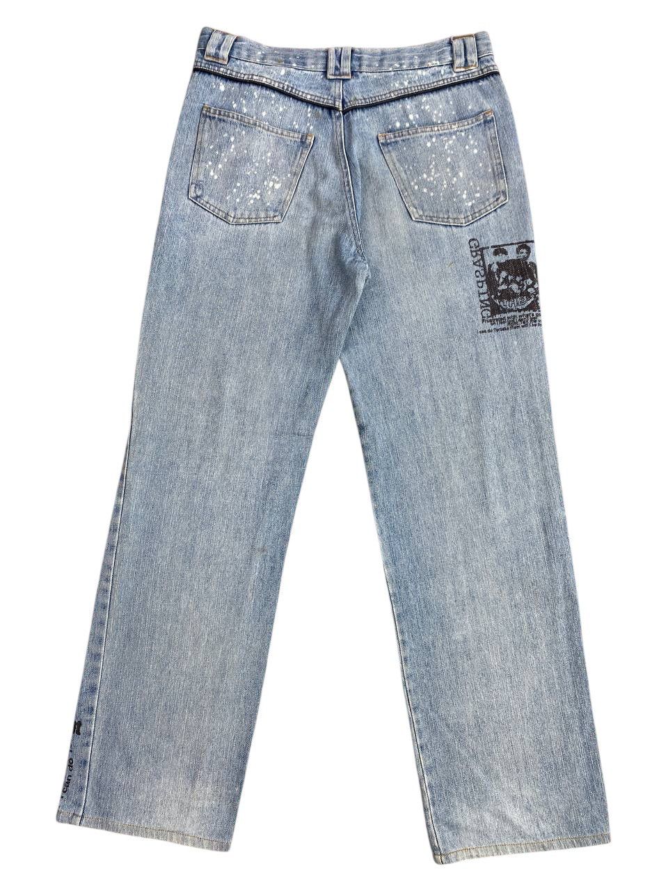 Japanese Brand 2000's In The Attic Poem All Over Print Washed Denim Size US 30 / EU 46 - 11 Thumbnail