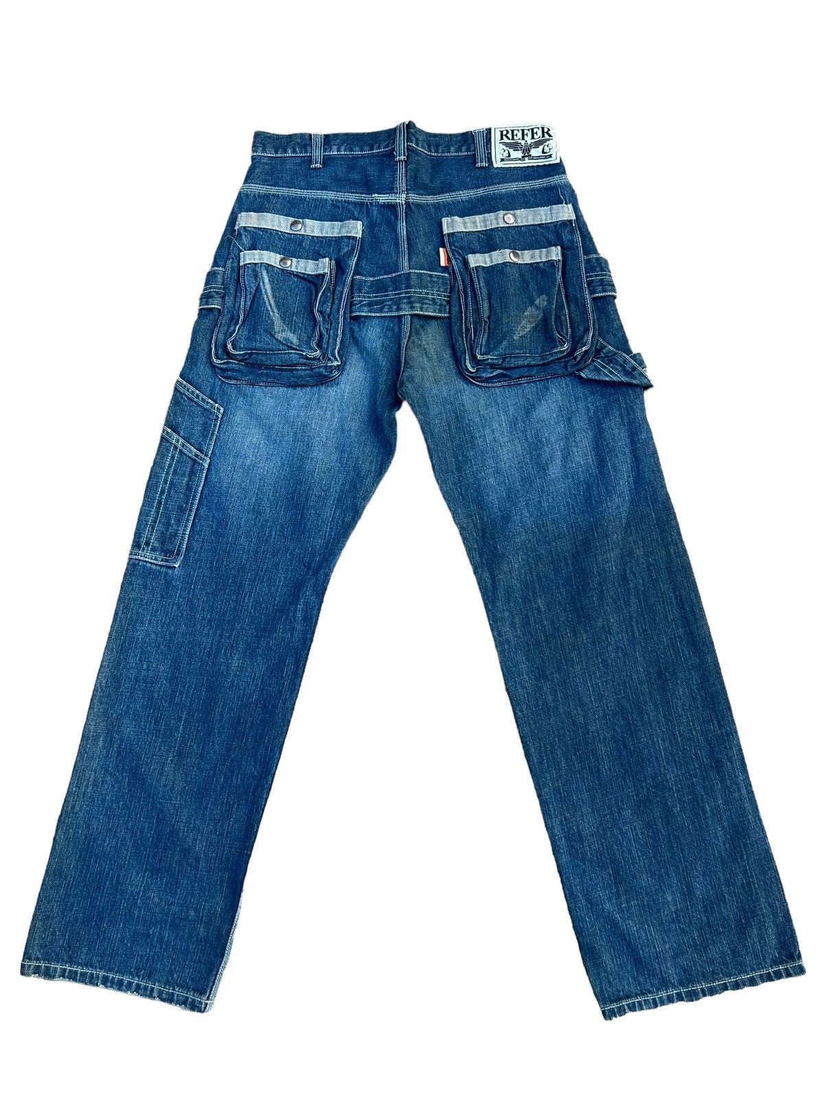 Vintage VTG REFER Japan Paint Splashed Distress Denim Cargo Jeans Size US 32 / EU 48 - 2 Thumbnail