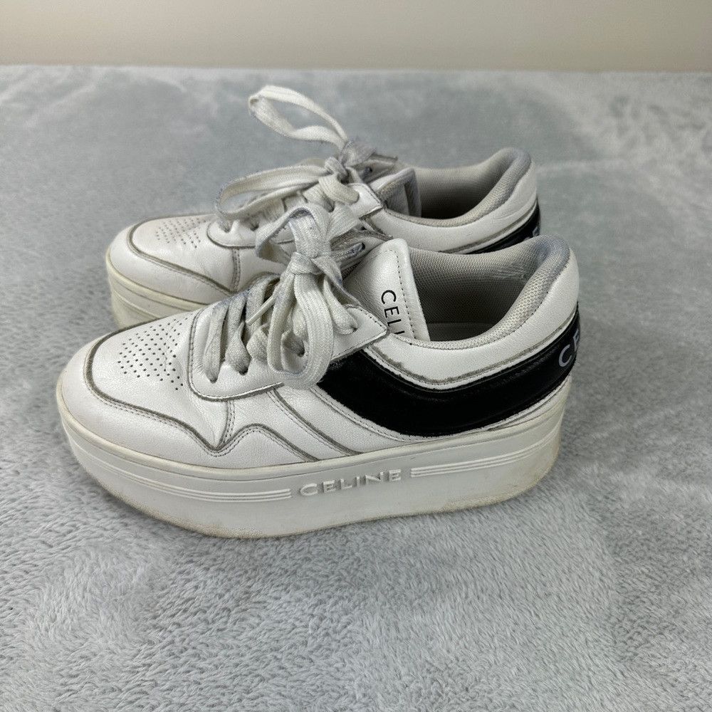 ★CELINE★ LEATHER PLATFORM SNEAKERS ♪ホワイト♪ Céline NEW CELINE BLOCK SHOES 36 HIGH-TOP SNEAKERS PLATFORM