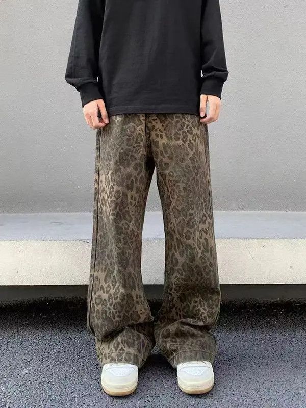 Japanese Brand VIBE Vintage Brown Leopard Print Straight Leg Micro Jeans Size US 30 / EU 46 - 1 Thumbnail