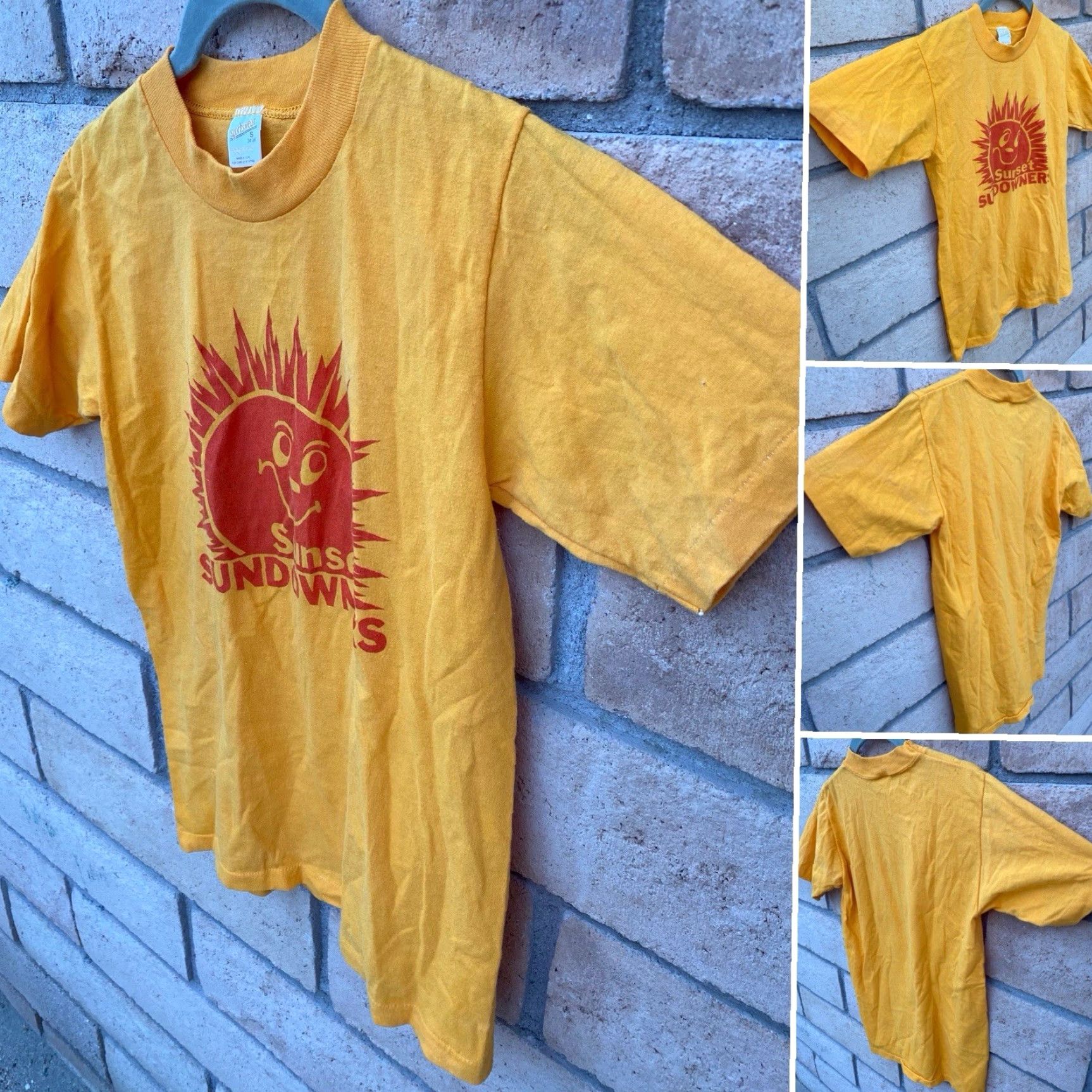 Vintage VINTAGE Sportswear T-Shirt Short Sleeve Men S Yellow USA Graphic Print 1980s Sunset Sundowners Small Size US S / EU 44-46 / 1 - 2 Thumbnail