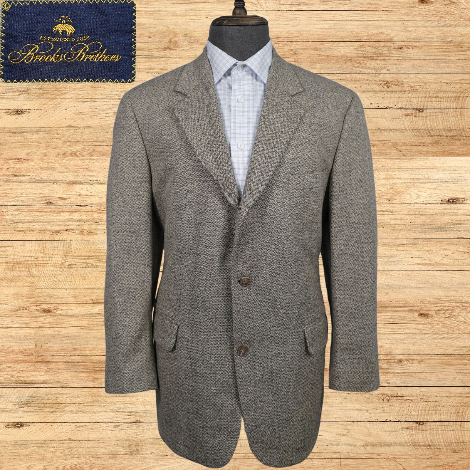 Brooks Brothers Vintage Brooks Brothers Men's 44R Herringbone Wool Blazer Size 44R - 1 Thumbnail