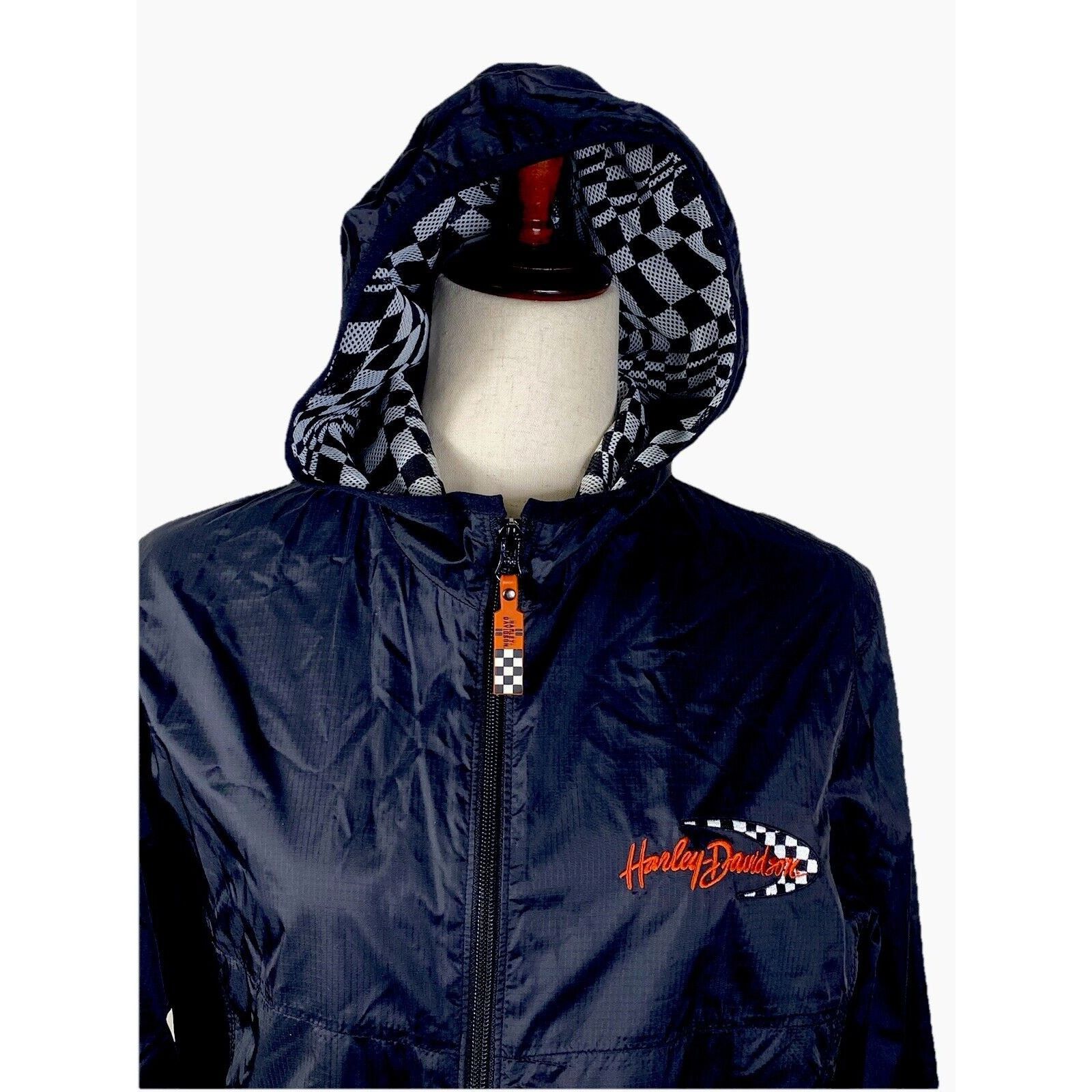 Harley Davidson Harley Davidson Full Zip Black Hooded Windbreaker Jacket-M Size M / US 6-8 / IT 42-44 - 2 Thumbnail