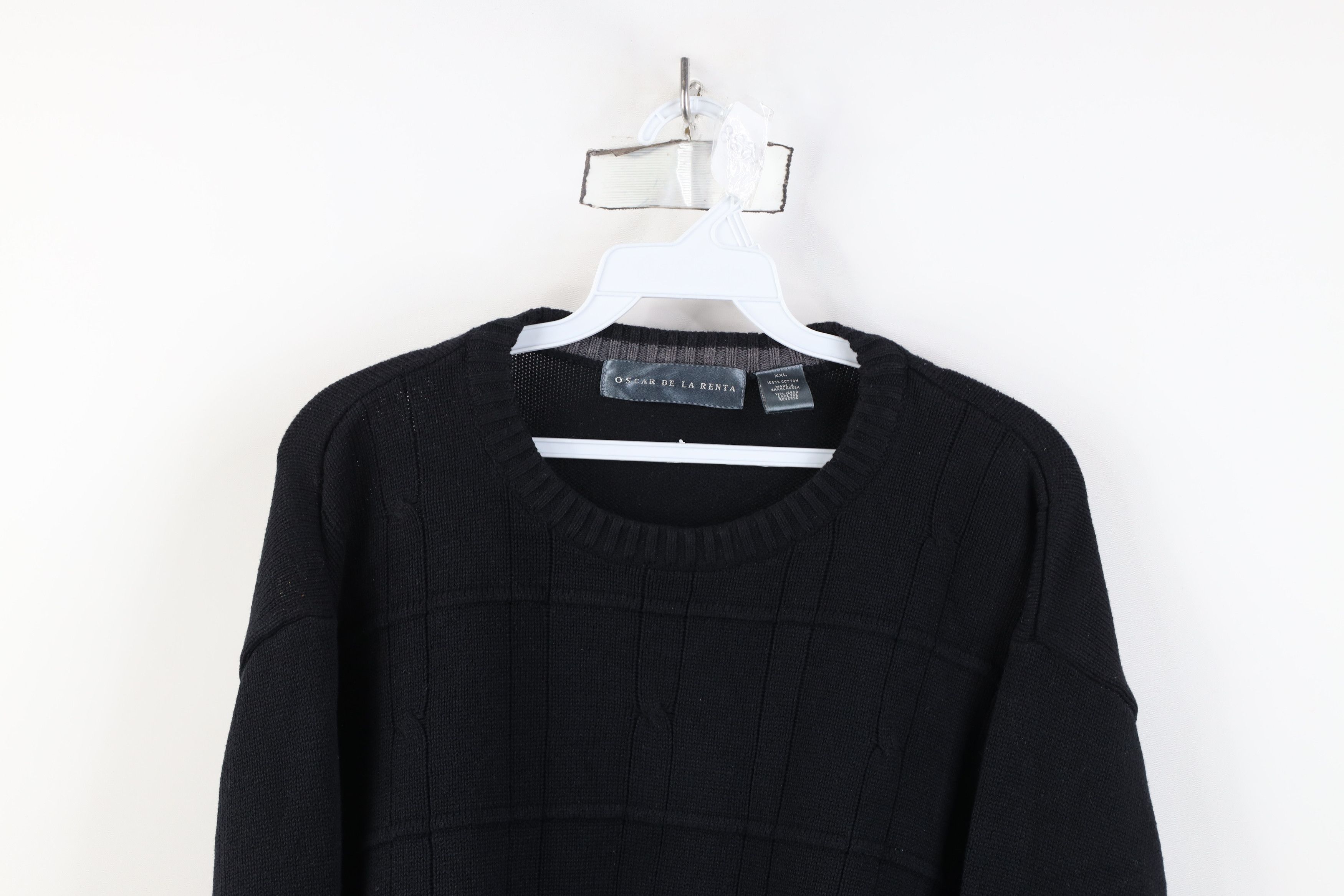 Vintage Vintage 90s Streetwear Ribbed Cable Knit Sweater Black Size US XXL / EU 58 / 5 - 2 Thumbnail