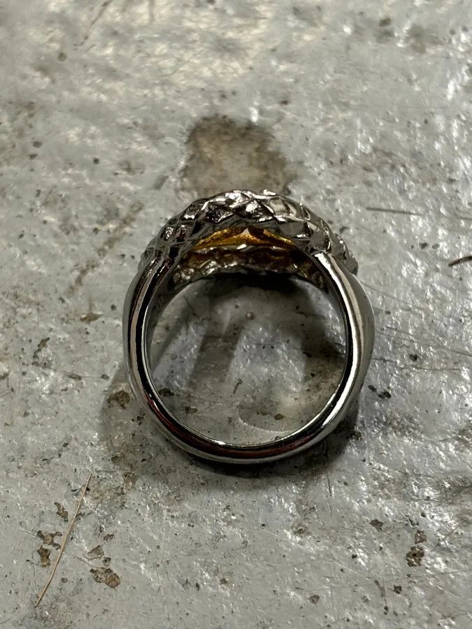 Just Cavalli 2000s Cavalli Two-Tone Silver Gold Textured Statement Ring Size ONE SIZE - 4 Thumbnail