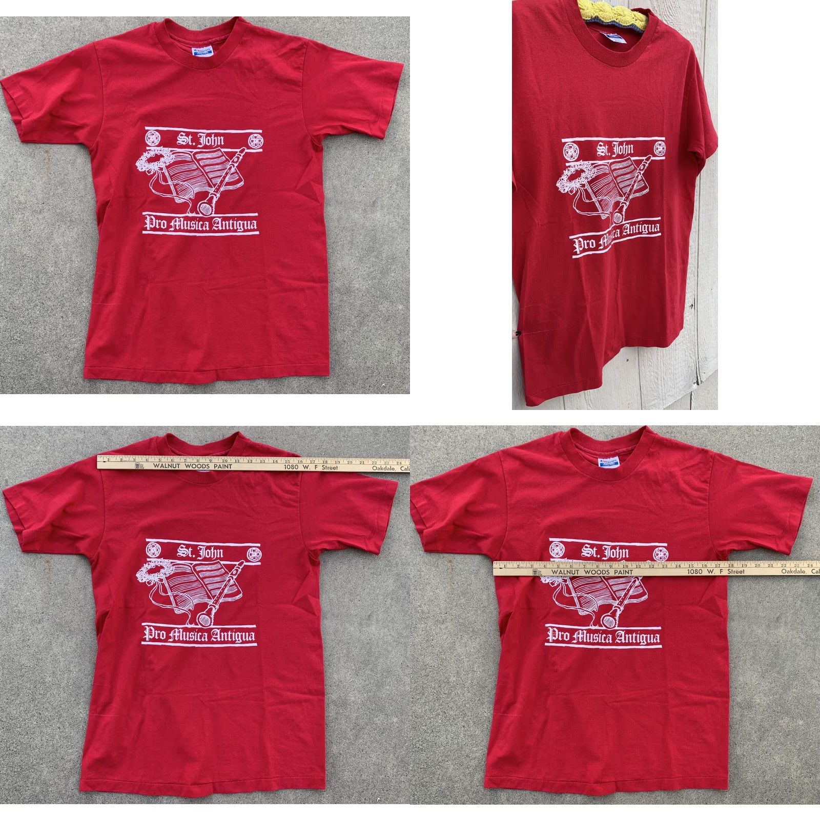 Hanes VINTAGE Hanes St. John Pro Musica Antigua T-Shirt Graphic Tee M Red Mens 1980s Size US M / EU 48-50 / 2 - 8 Thumbnail