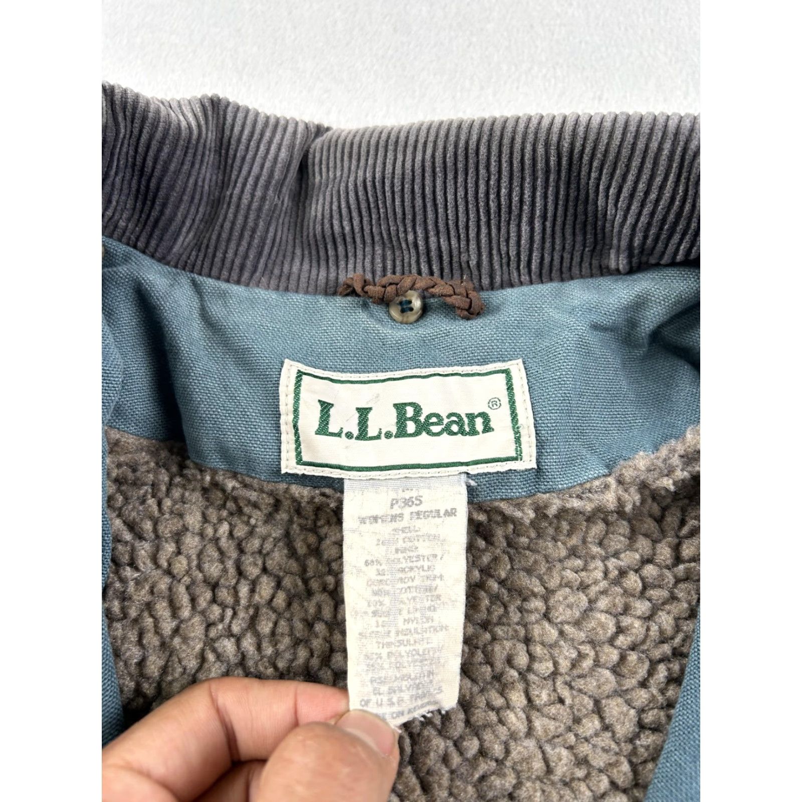 Vintage VINTAGE L.L.Bean Jacket Womens Large Blue Green Sherpa Lined Barn Coat 90s Parka Mid-Length Size L / US 10 / IT 46 - 3 Thumbnail