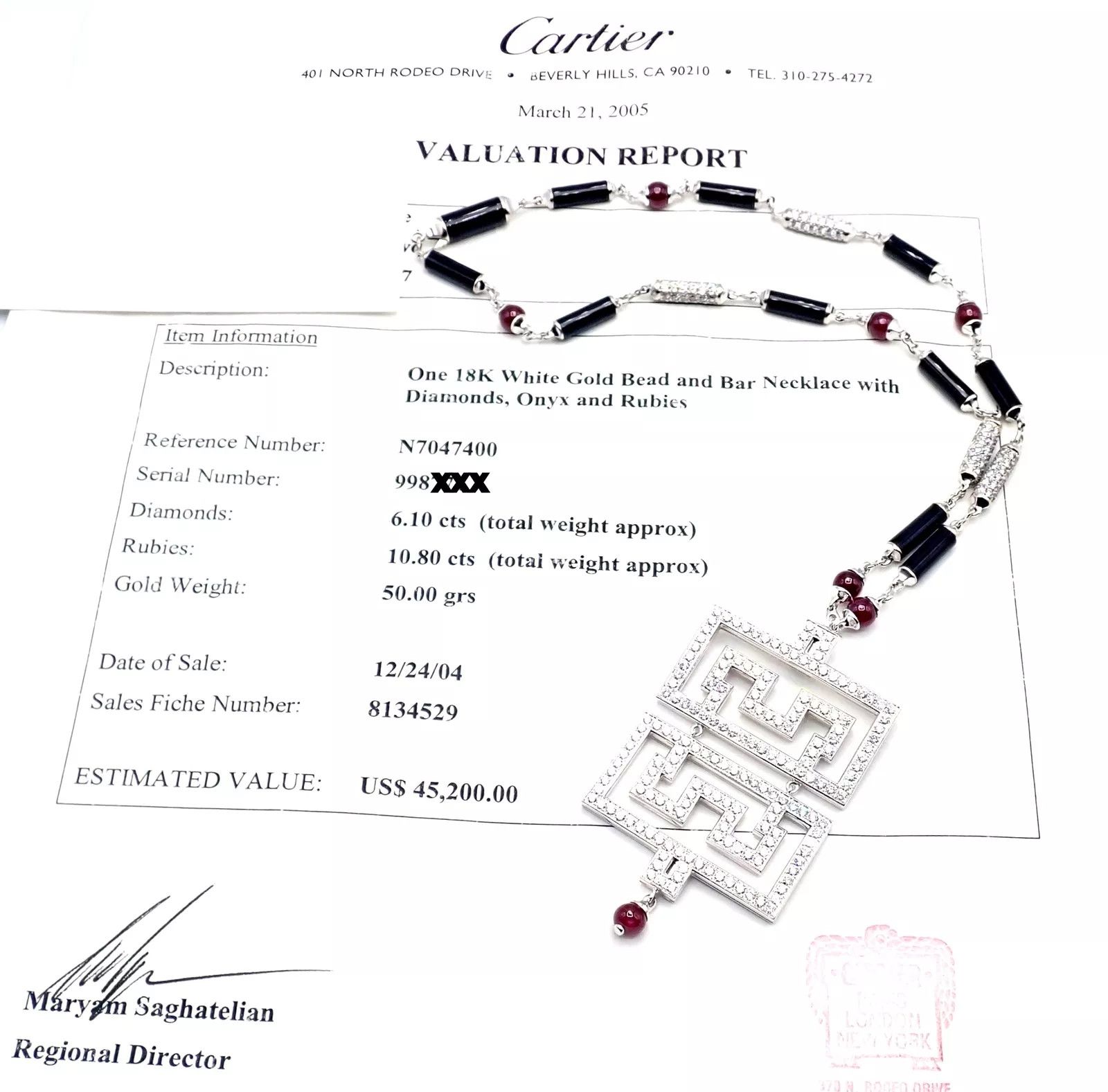 Cartier 18k White Gold Onyx Ruby Diamond Pendant Necklace Size ONE SIZE - 7 Thumbnail