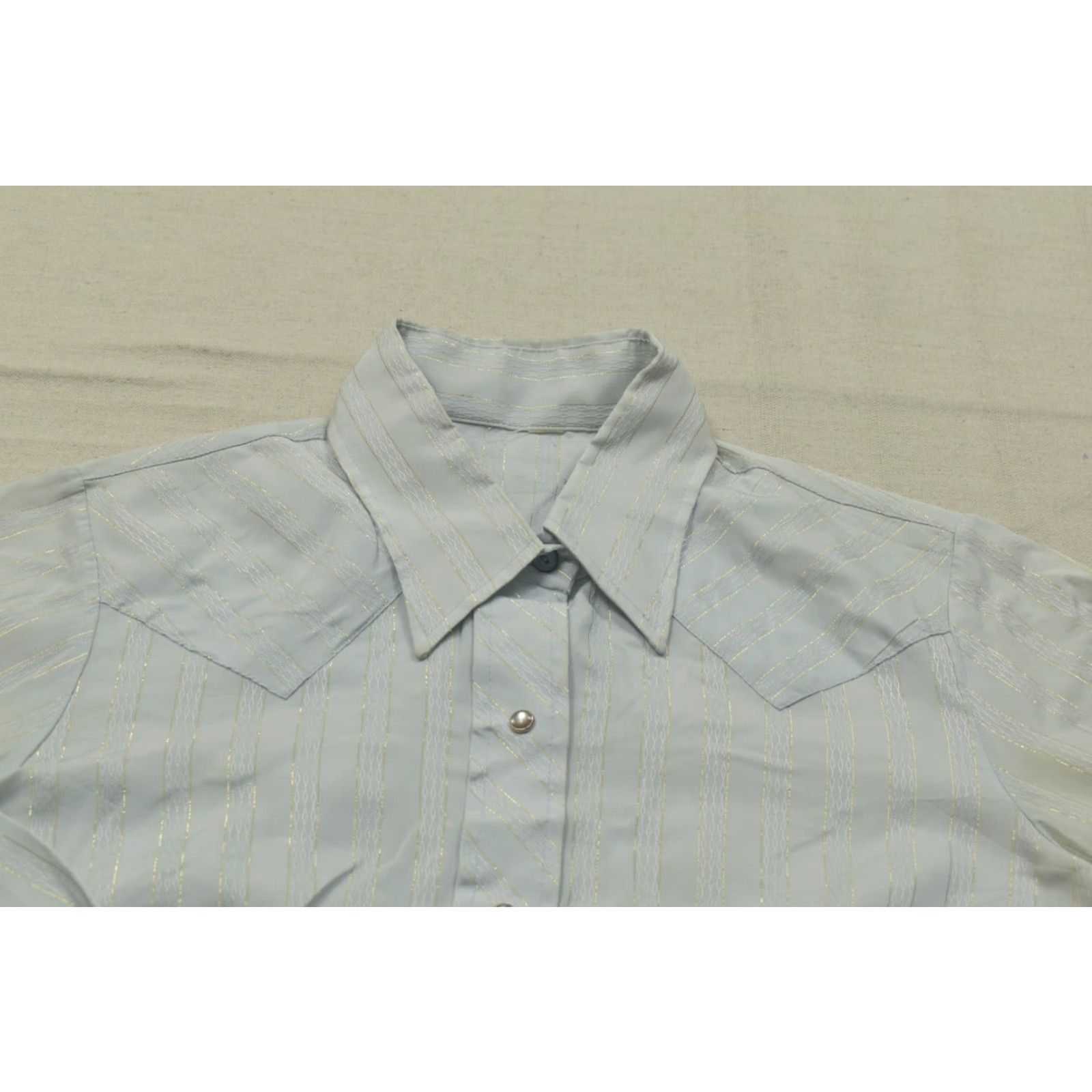 Vintage VINTAGE Unbranded Western Shirt Long Sleeve Pearl Snap Striped Blue Silver Metallic 2XL Womens Size XXL / US 16-18 / IT 52-54 - 7 Thumbnail