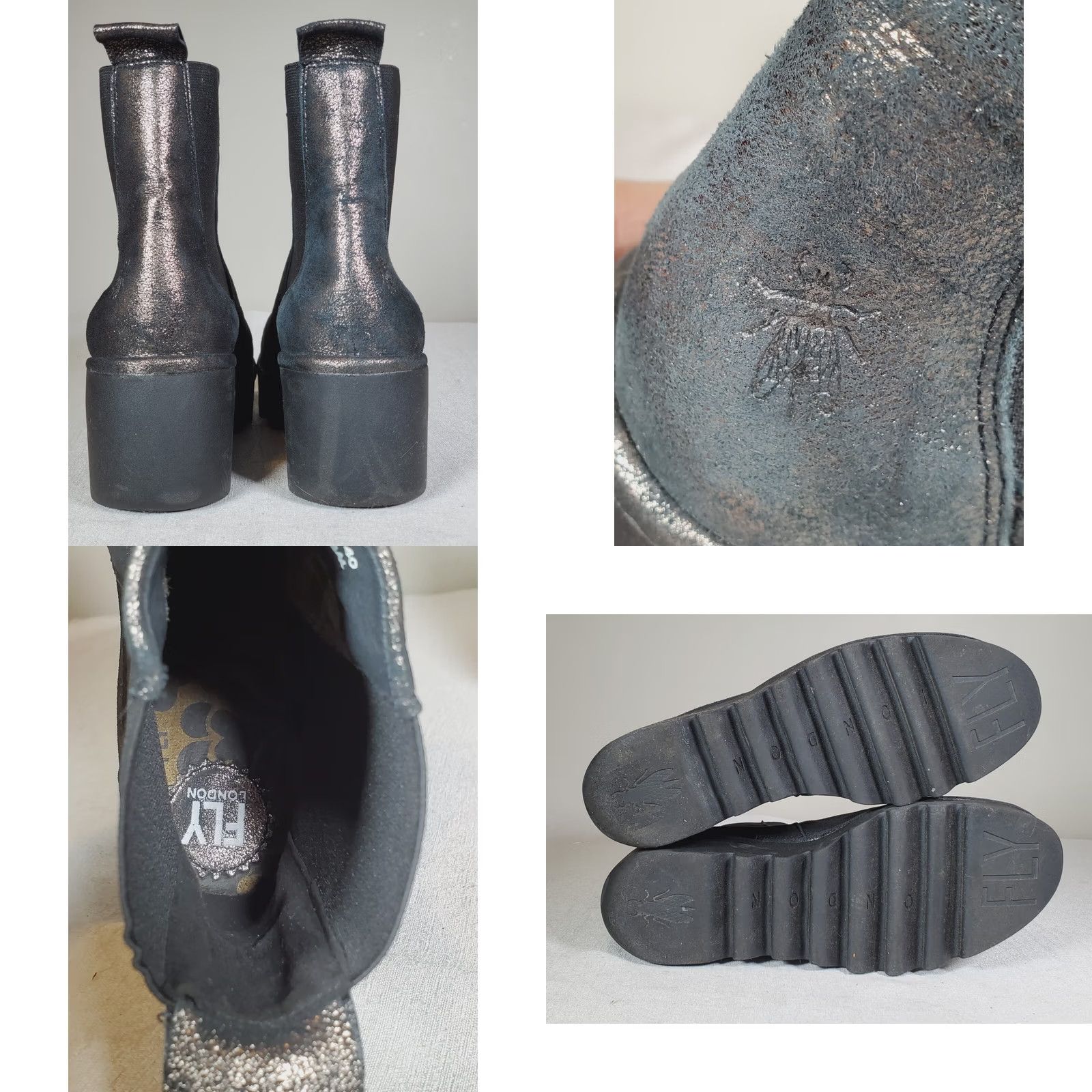 Fly London Fly London Bagu Classic Wedge Chelsea Ankle Boots Graphite Leather Women US 9.5 Shoes Size ONE SIZE - 8 Thumbnail