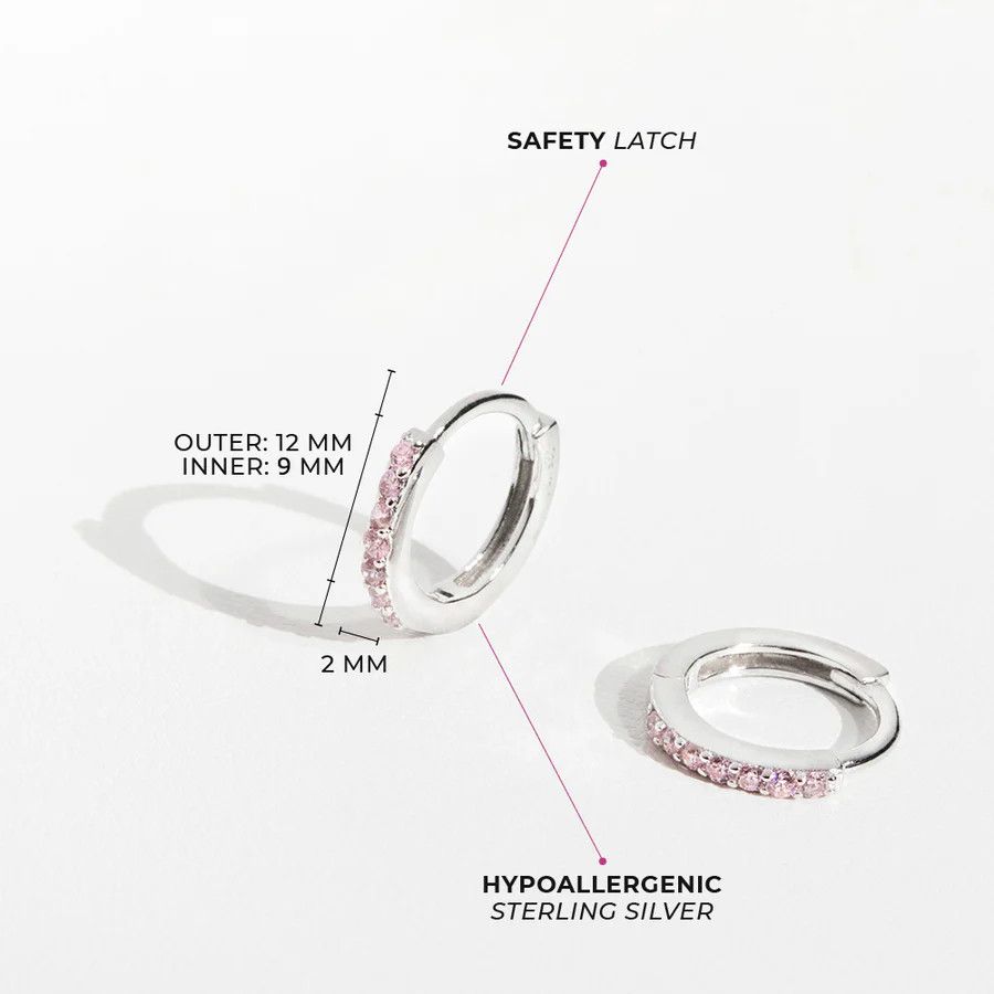 Other Tiny Multi CZ 9mm Pink Earrings - Sterling Silver Size ONE SIZE - 3 Thumbnail