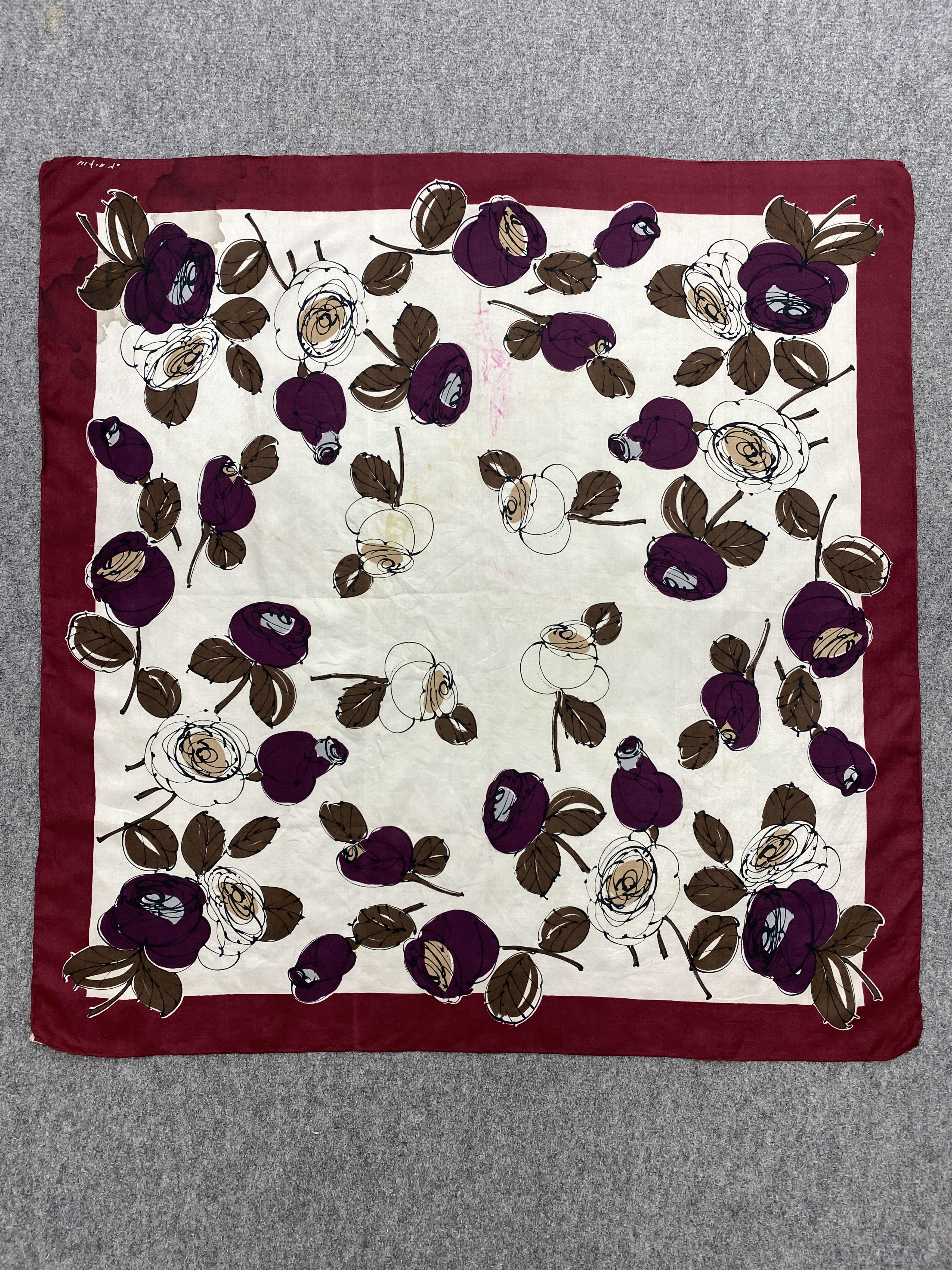 Japanese Brand Vintage 80s Japan Floral Silk Scarf / Silk Shawl SN0235 Size ONE SIZE - 2 Thumbnail