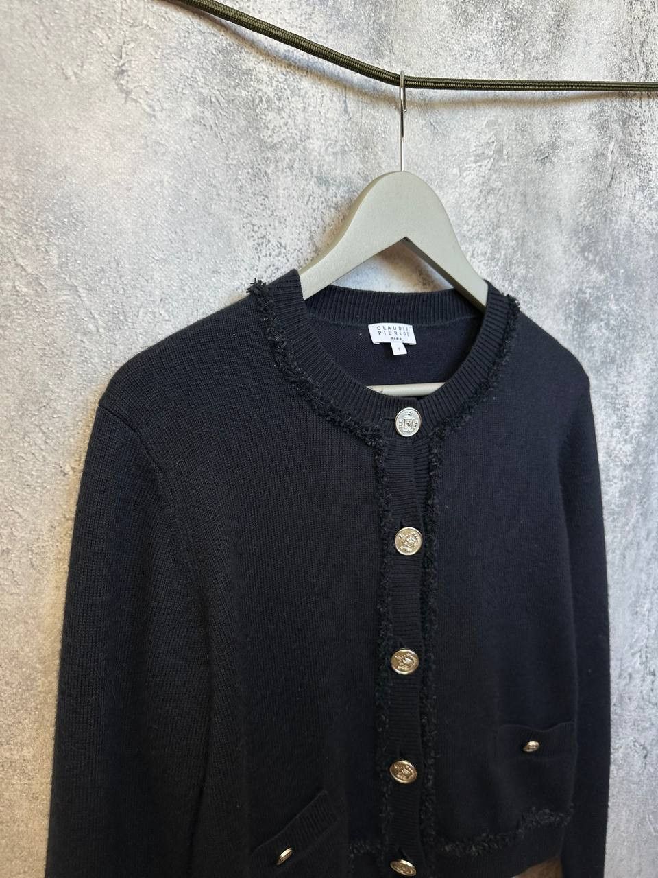 Other Claudie Pierlot Paris Wool Blend Cardigan Sweater Gold Crest Size S / US 4 / IT 40 - 4 Thumbnail
