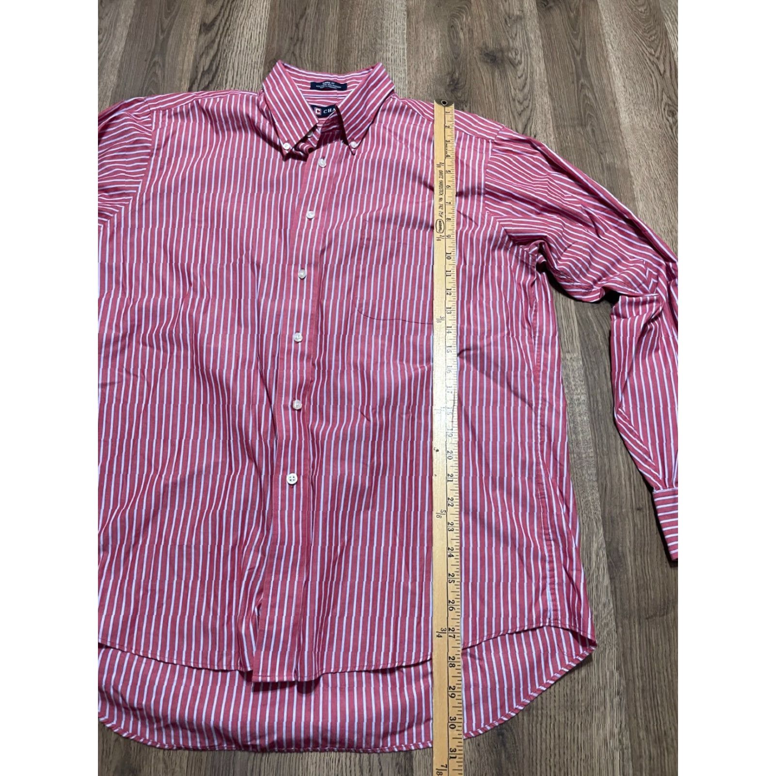 Chaps **Men's Red White Striped Button Down Shirt, Size 17 34/35, Classic Fit** User: Men's Red White Striped Button Down Shirt, Size 17 34/35, Classic Fit Size US XL / EU 56 / 4 - 6 Thumbnail