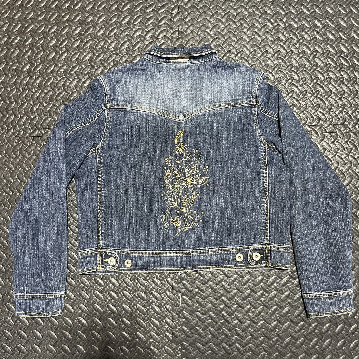 Other Ruff Hewn Jean Jacket Women Large Well Worn Embroidery Beads Size L / US 10 / IT 46 - 11 Thumbnail
