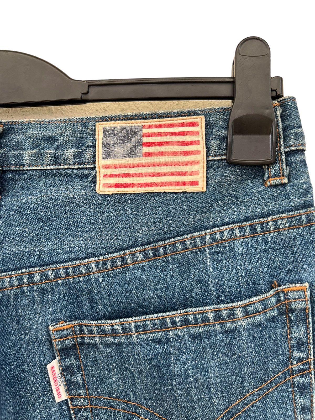 Vintage Kaneko Isao Japan USA Flag Patches Denim Jeans