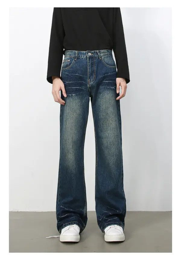 VIBE American retro washed distressed straight bootcut jeans Size US 32 / EU 48 - 6 Thumbnail