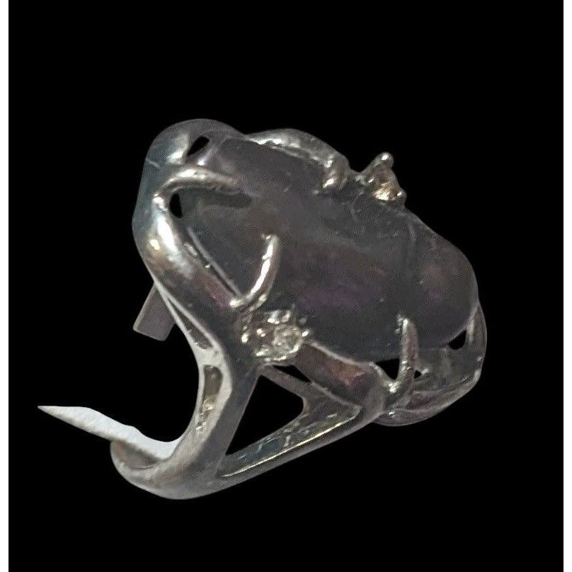Other Vintage Purple Encased Silver Tone Cage Ring With Clear Gem Size ONE SIZE - 10 Thumbnail